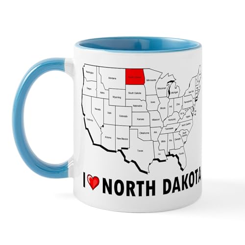 White/Blue Inside - I Love North Dakota Mug