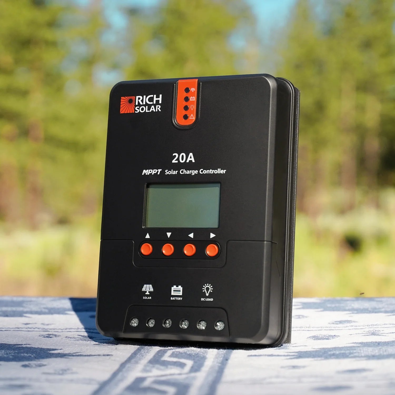 Rich Solar 20 Amp MPPT Solar Charge Controller for RV, Boat, Off-Grid Solar Systems - Efficient 12V/24V Battery Charging with LCD Display