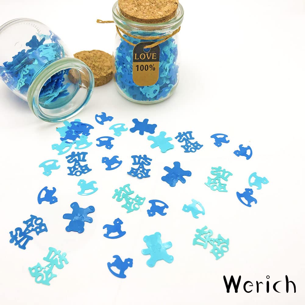 Werich Baby Shower Confetti - Metallic Foil Table Scatters for Gender Reveal, Birthday Party Decorations - Perfect for Baby Shower Games, DIY Party Decor & Table Centerpieces