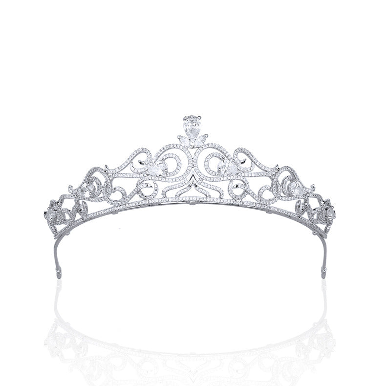 Elegant Cubic Zirconia Wedding Tiara with Crystals - Silver Bridal Diadem S16226 for Bride, Prom, Pageant & Special Occasions