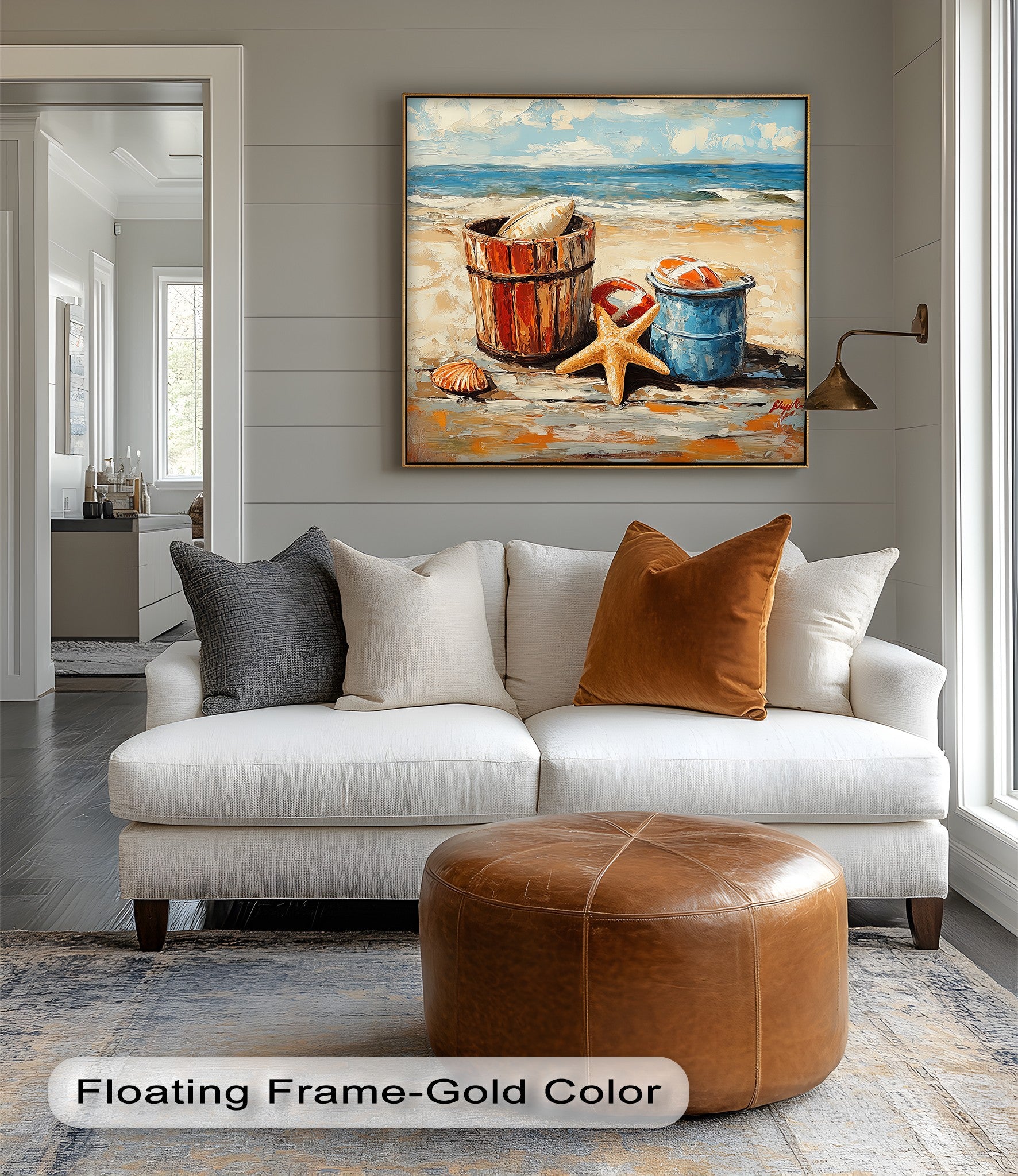 Vibrant Coastal Bucket Scene Canvas Prints - Beach Wall Art Decor for Living Room, Bedroom & Office - Perfect for Coastal, Nautical & Beach House Themes