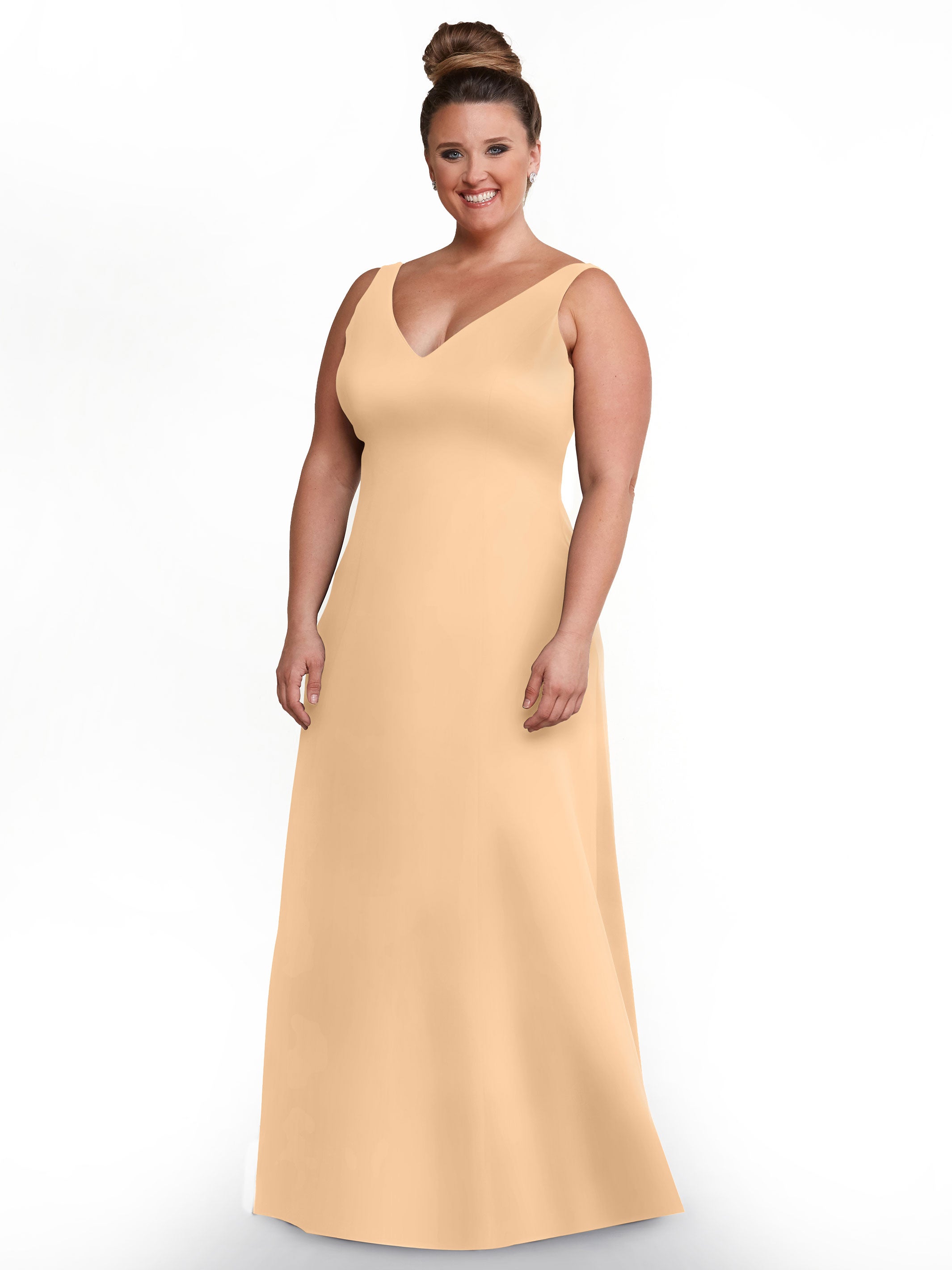 Elegant 83043 A-Line Double Knit Bridesmaid Dress with V-Neck - Perfect for Weddings, Formal Events & Special Occasions