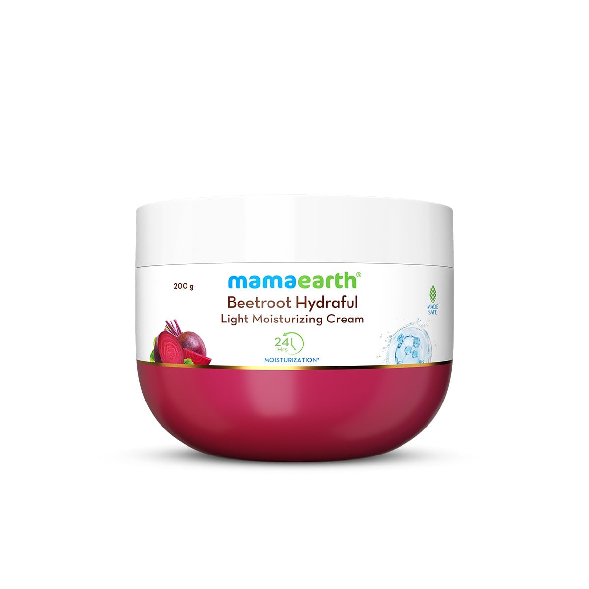Mamaearth Beetroot Hydraful Light Moisturizing Cream with Beetroot & Hyaluronic Acid | 24H Hydration for Face, Hands & Body | Non-Greasy, Quick Absorbing Formula | Pink Glow Moisturizer | Perfect for Daily Skincare Routine & Travel (200g)