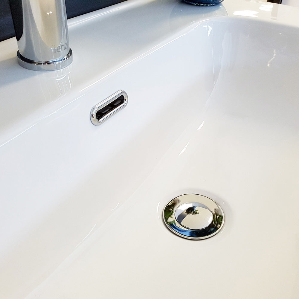 Fienza JOL75BW Joli 750mm Satin White Wall Mounted Bathroom Vanity with Single Faucet Hole - Perfect for Modern Small Bathrooms and Powder Rooms