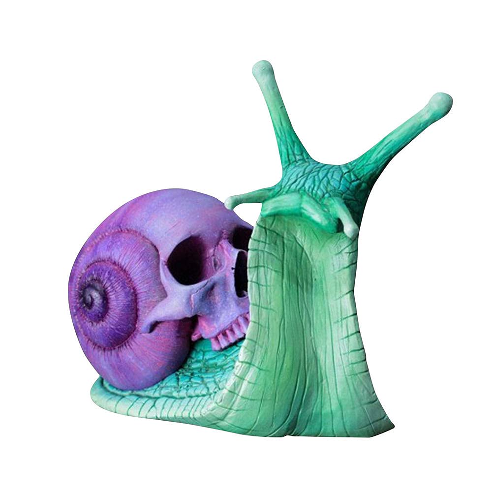 Halloween Decor Snail Skull Sculpture - Gothic Decoration Statue for Patio, Garden & Desktop - Purple Horror Skeleton Figurine | Perfect for Halloween Party, Spooky Home Decor & Gothic Gift Ideas