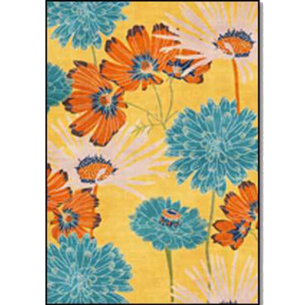 Modern Floral Rectangle Area Rug - Non-Shedding Non-Slip Indoor/Outdoor Carpet for Bedroom, Living Room, Kitchen - 2.6'x6.5' Runner Rug with Home Décor Design - Perfect for Bedside, Hallway & Entryway Floor Mats