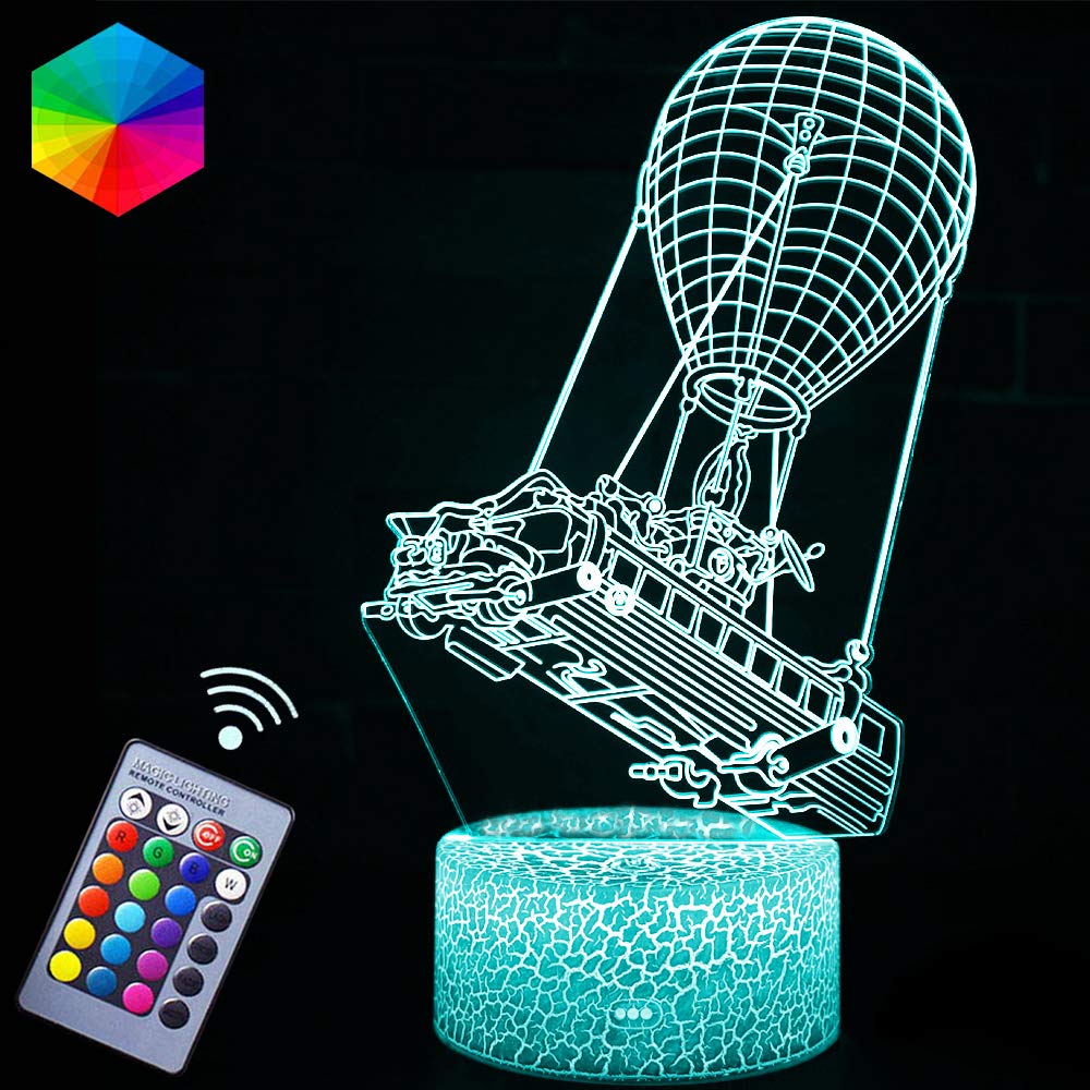 Battle Bus Night Light - 3D LED Fortress Night Lamp for Kids Room, Nursery & Game Room - Perfect for Battle Royale & Fortnite Fans - Christmas & Birthday Gift for Gamers & Kids - Creates a Cool 3D Vision Effect for Night Guidance