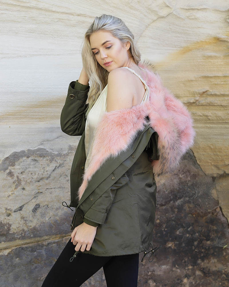 Stylish Green and Pink Parka Jacket for Women - Waterproof Winter Coat for Outdoor Activities, Hiking, and Casual Wear
