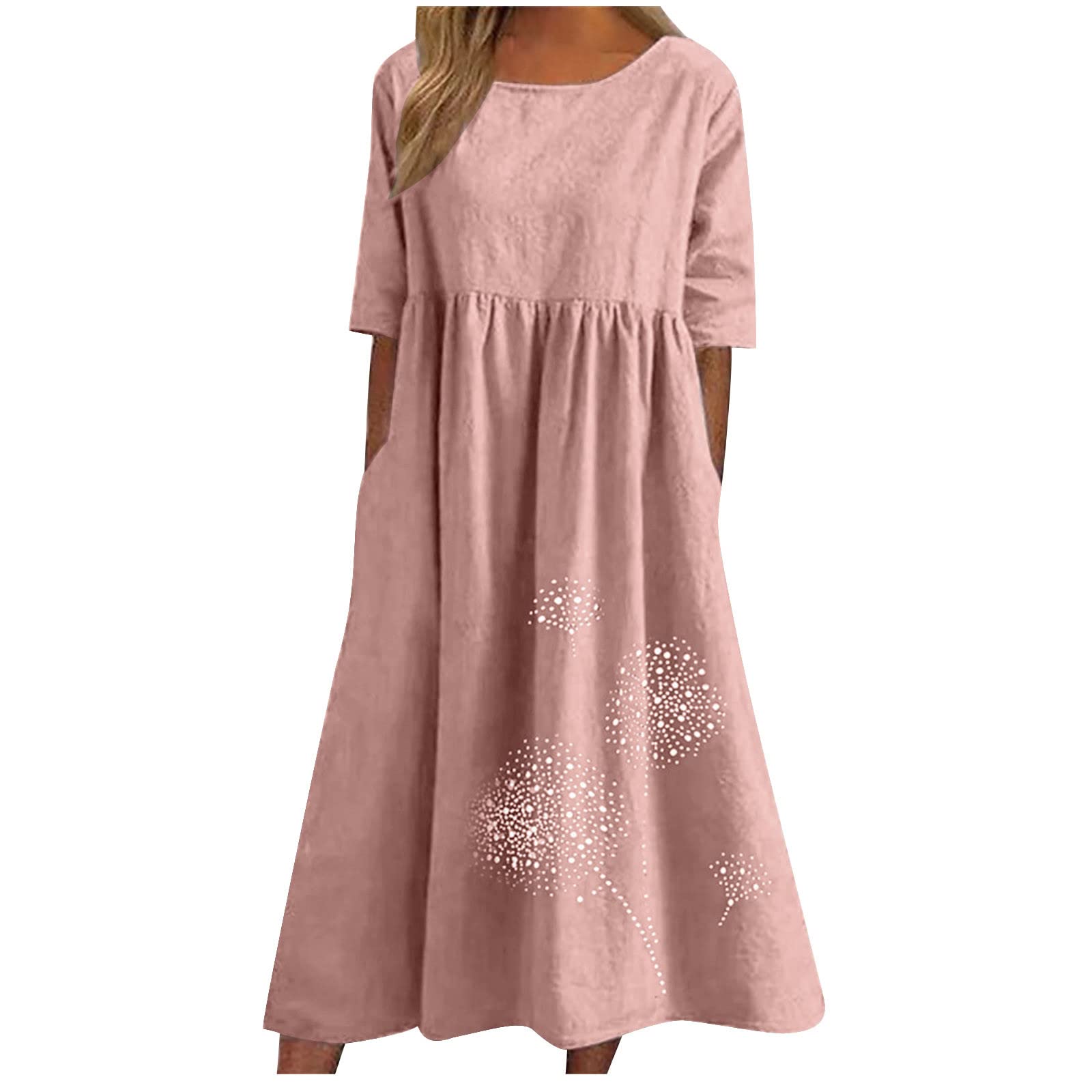 2025 Women's Plus Size Boho Floral Print T-Shirt Dress - Casual Summer Midi Dress with Pockets | Loose Flowy Long Dress for Beach, Vacation & Everyday Wear