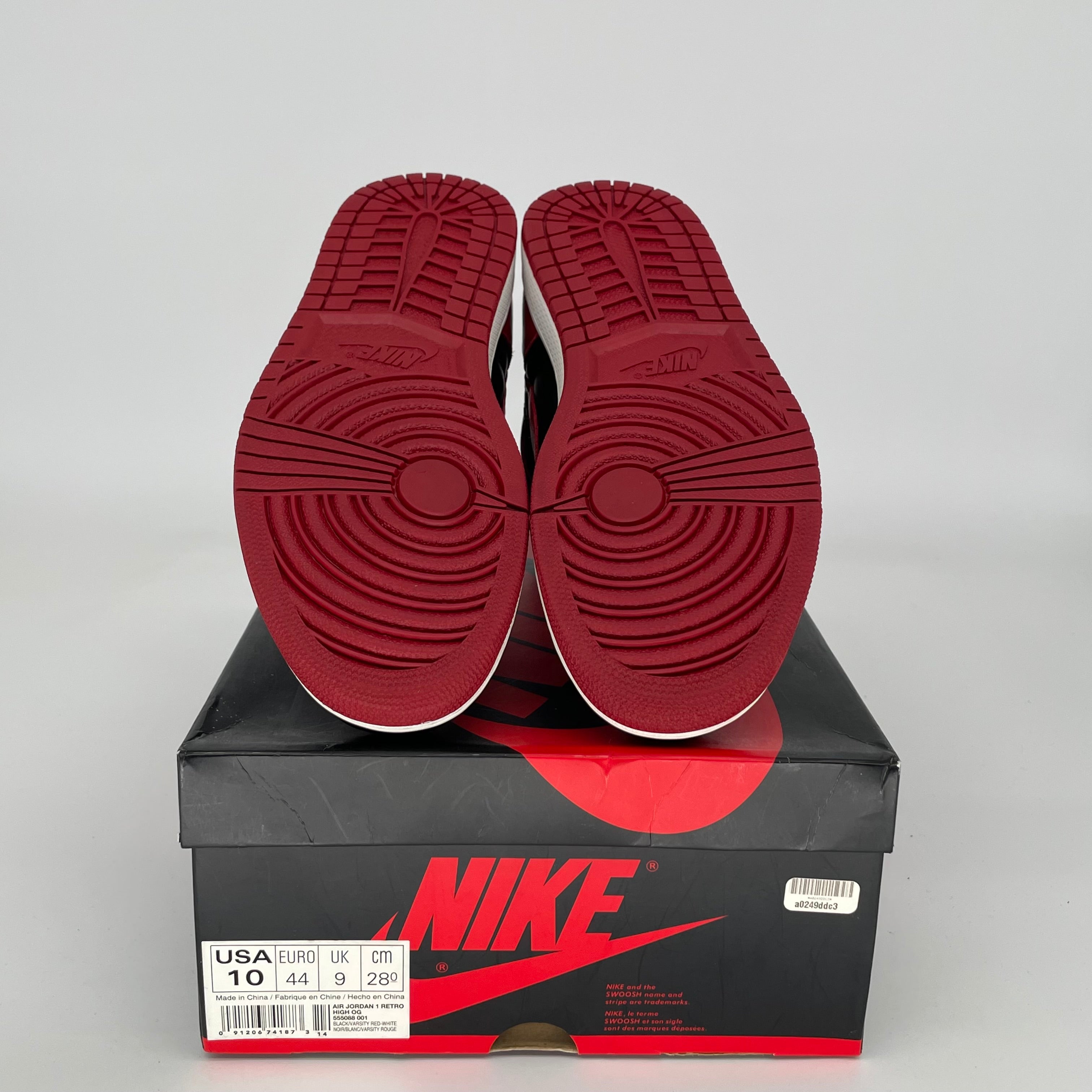 Original: AIR JORDAN 1 BRED SIZE 10 555088 001   Optimized: Authentic Air Jordan 1 Retro High OG 