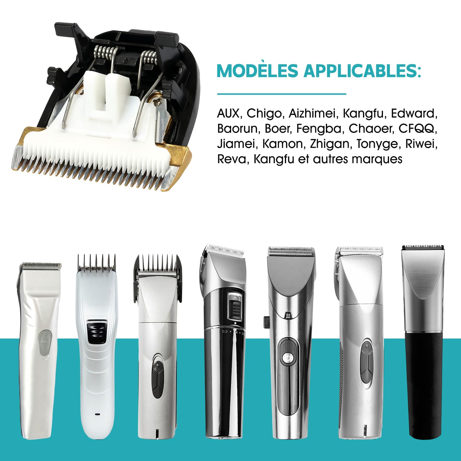 Professional 24-Tooth Ceramic Hair Clipper Replacement Head - Barber Grade Hair Cutting Blade for Home & Salon Use - Perfect for Fades, Buzz Cuts & Beard Trimming