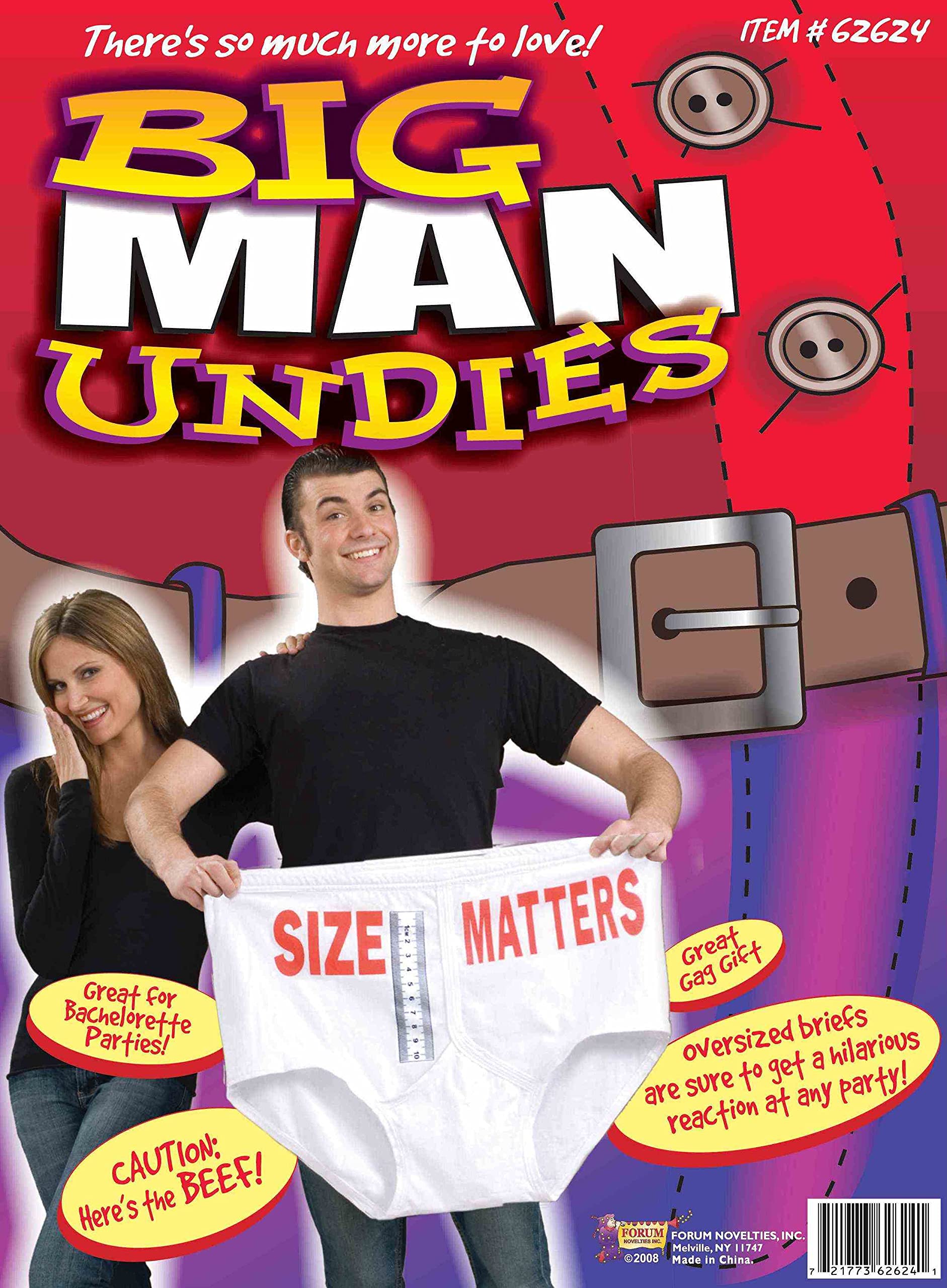 Forum Novelties Big Man Undies - One Size Funny Novelty Underwear for Costumes & Gag Gifts - Perfect for Halloween, Bachelor Parties & Prank Gifts