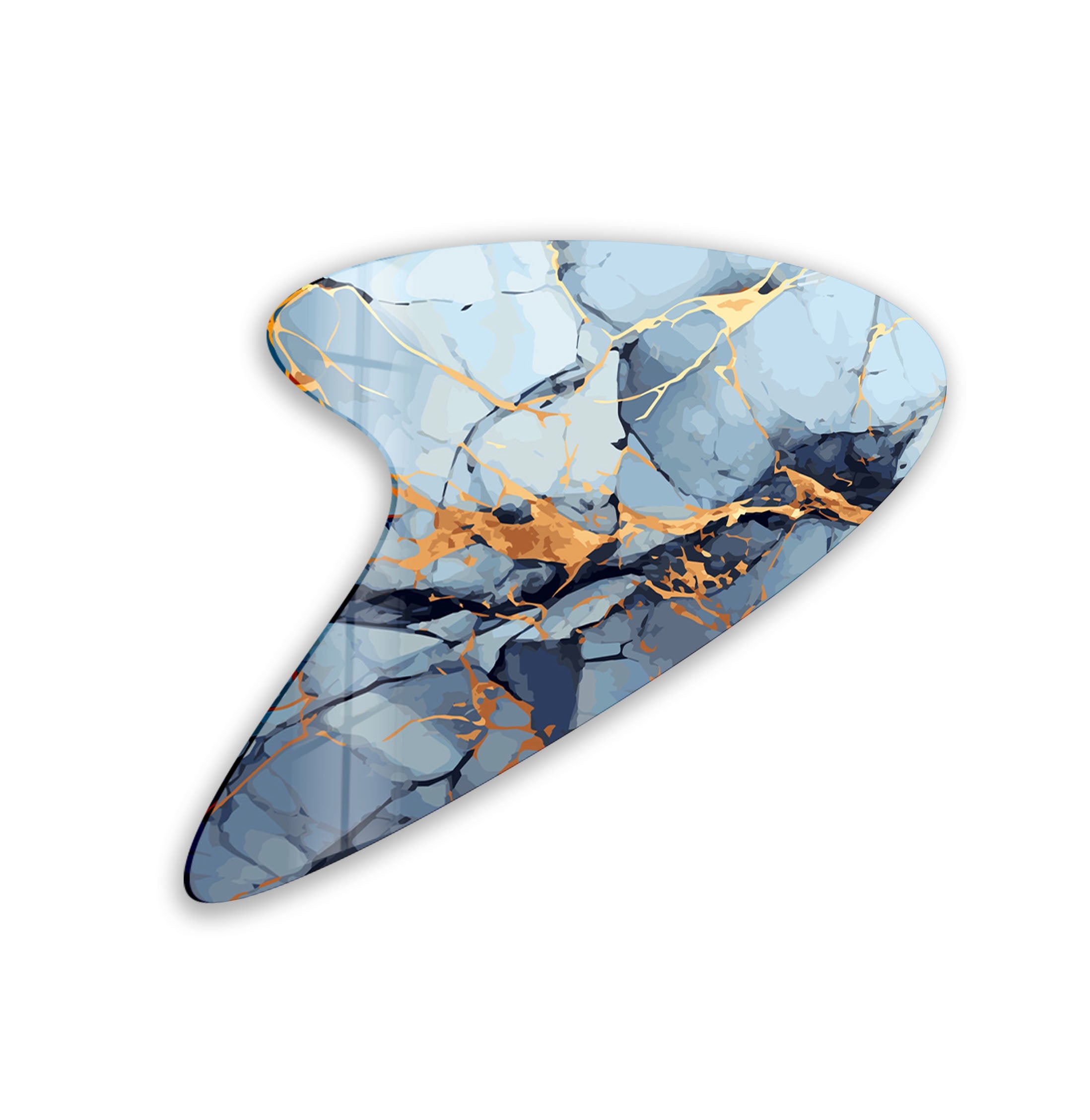 Blue & Gold Marble Modern Glass Wall Art - Elegant Home Decor for Living Room, Bedroom & Office - Perfect for Wall Decoration & Interior Design