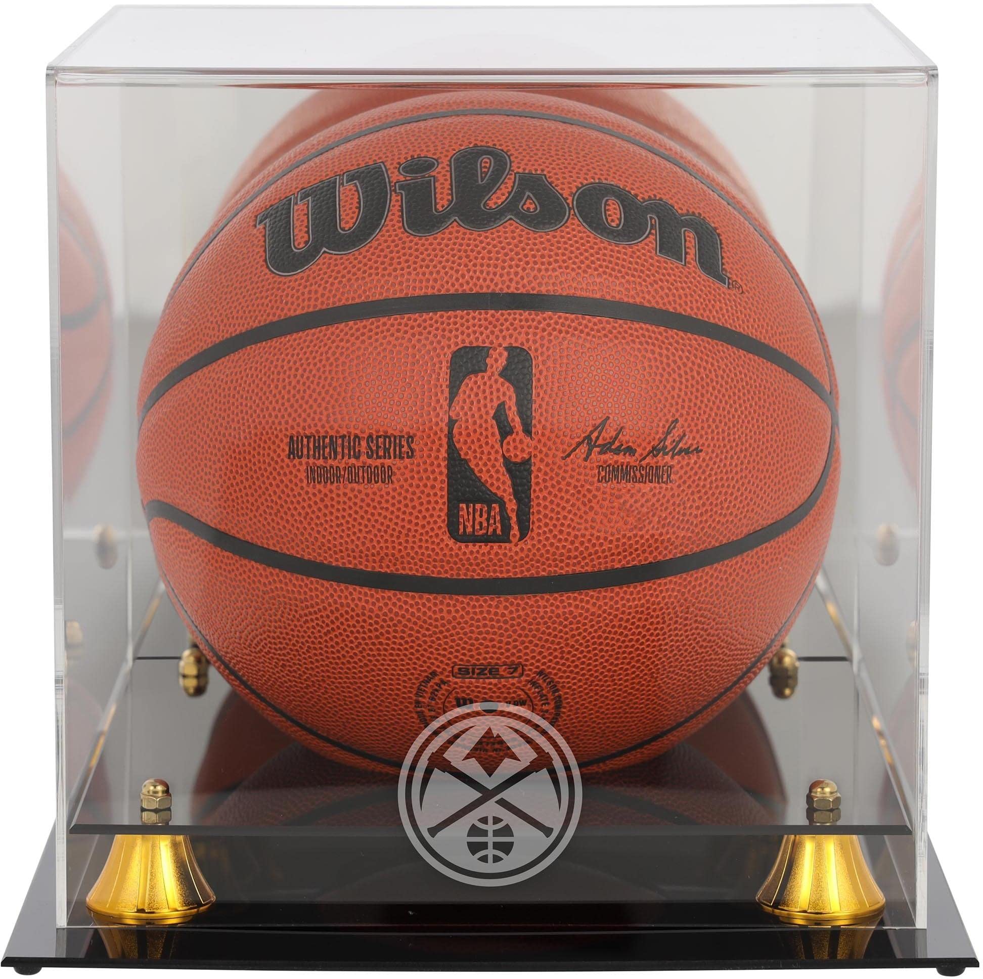 Denver Nuggets Classic Team Logo Basketball Display Case - Premium Acrylic Showcase for Collectible Basketballs - Perfect for Home, Office, or Sports Memorabilia Collection