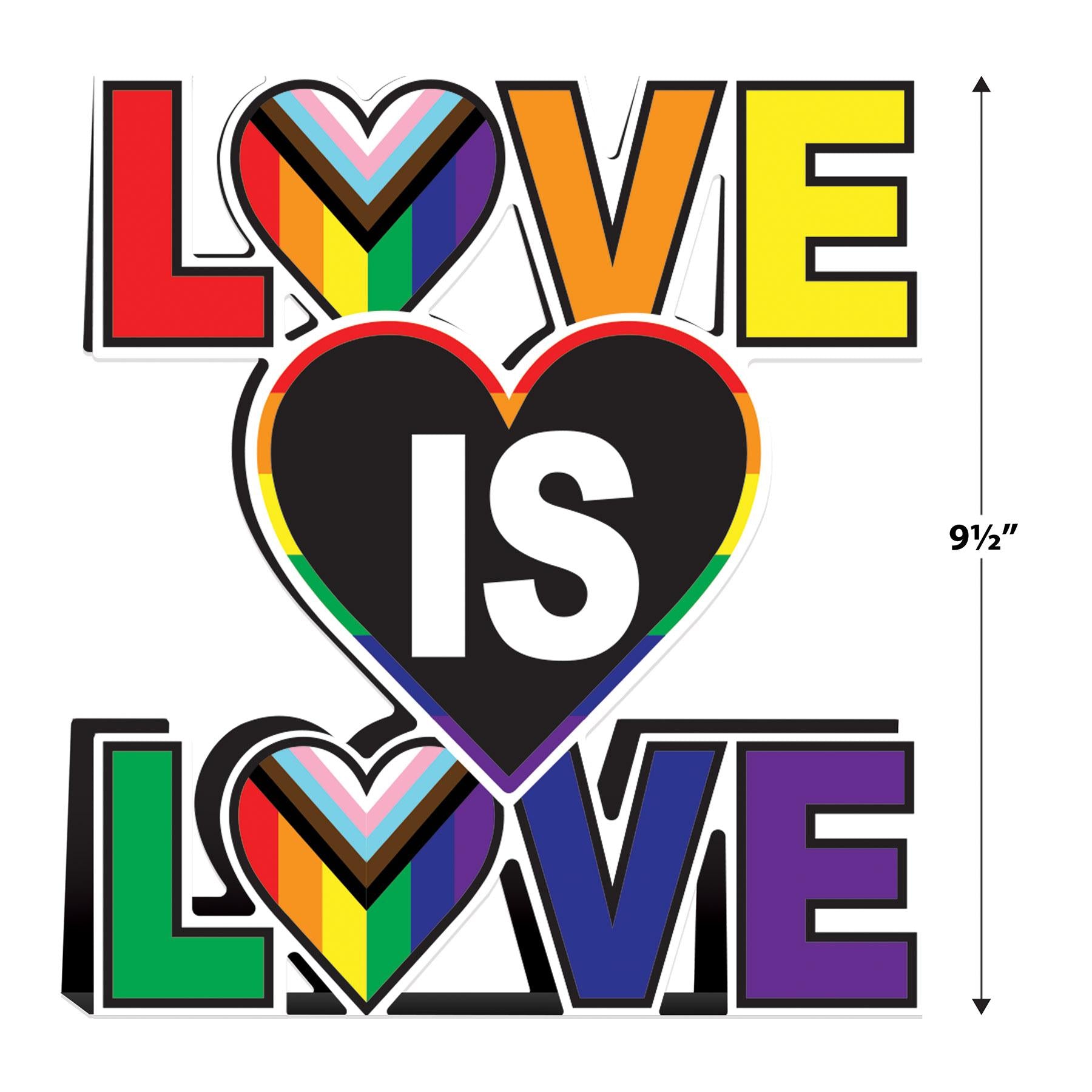 12 Pack Beistle 3D Love is Love Party Centerpieces - Rainbow Pride Decorations for LGBTQ+ Weddings, Anniversaries & Pride Month Celebrations