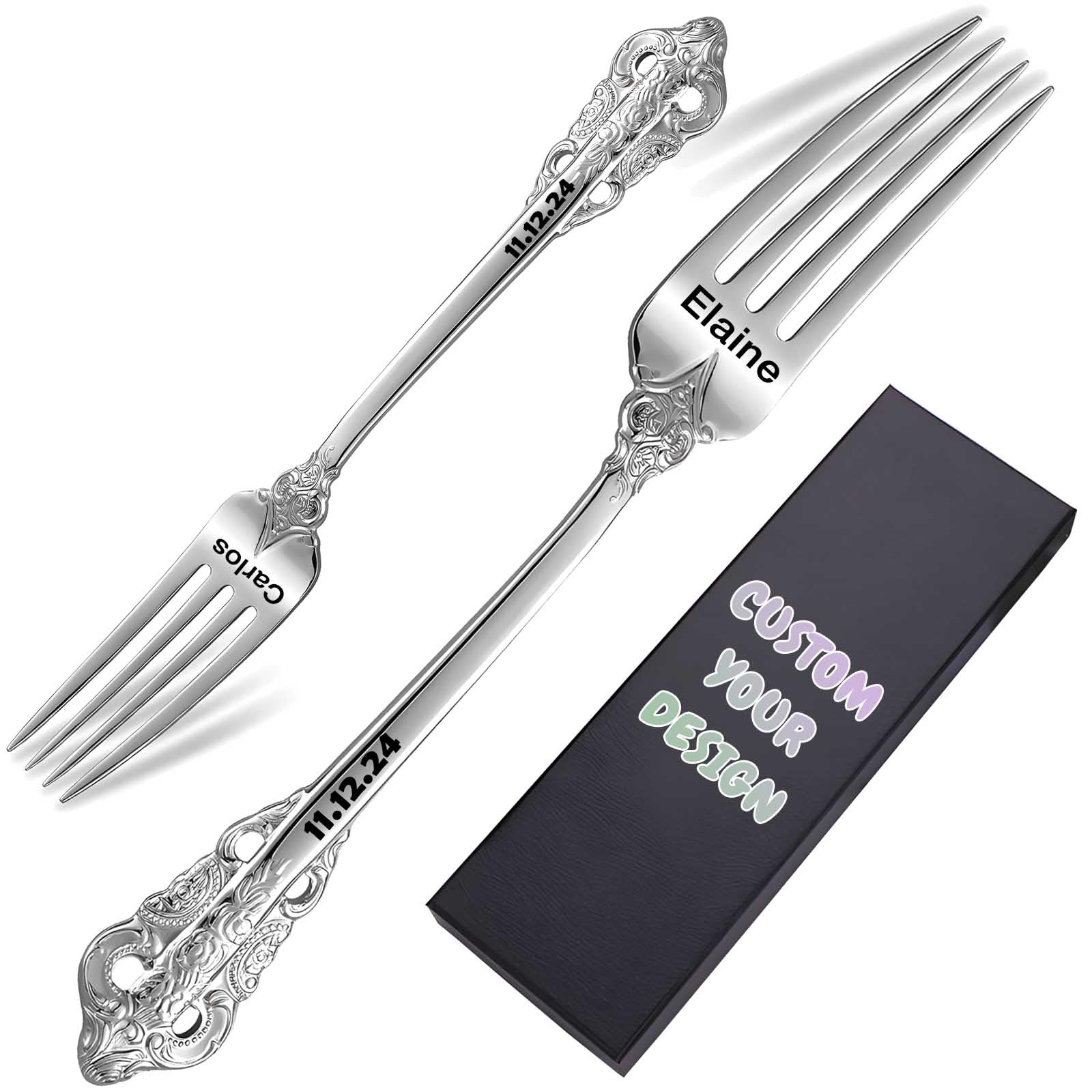 Personalized Luxury Dinner Forks - Custom Engraved Wedding Flatware for Parties & Gifts
