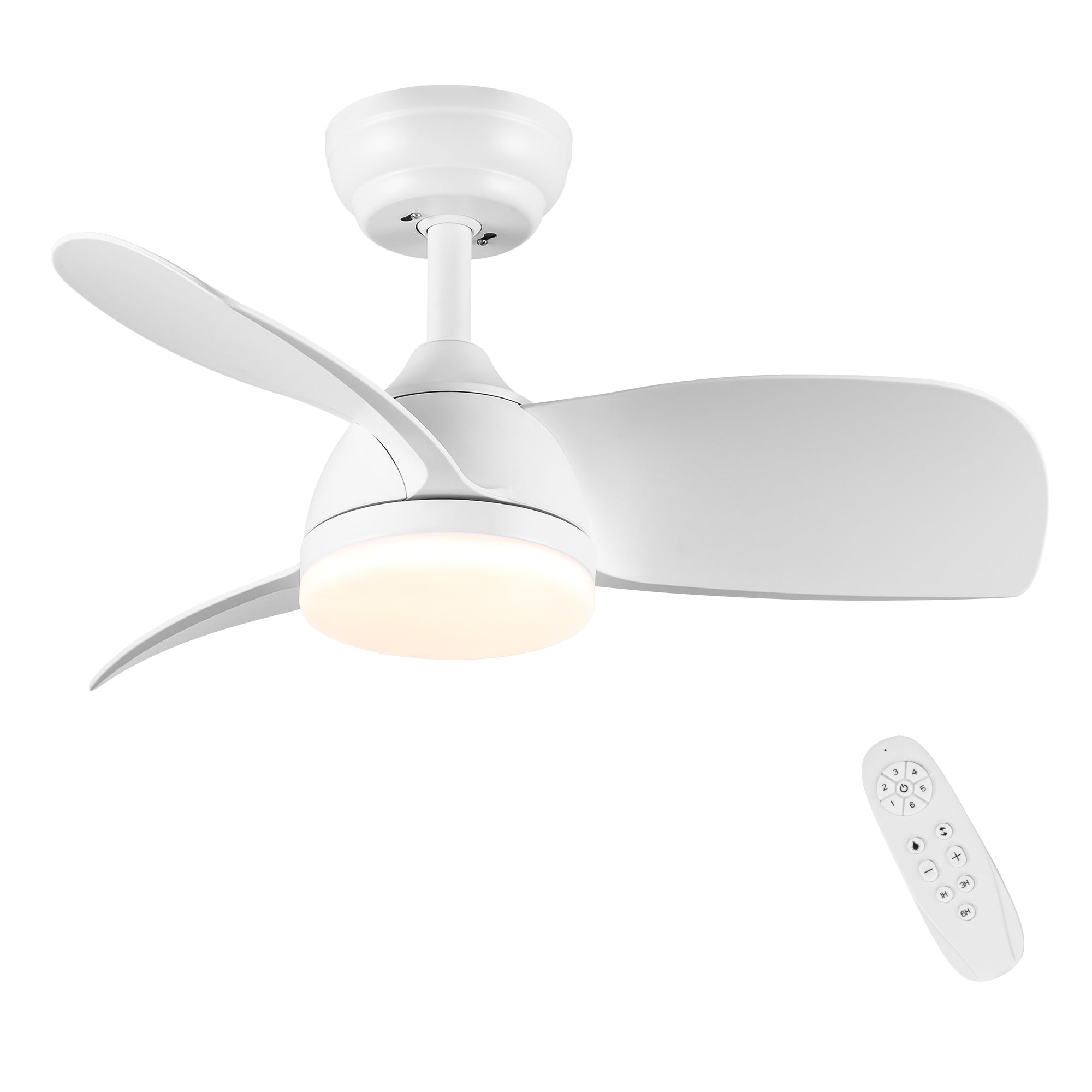 28 Inch Integrated LED Ceiling Fan with White ABS Blades - Energy Efficient Cooling & Lighting for Bedroom, Living Room, and Office Spaces