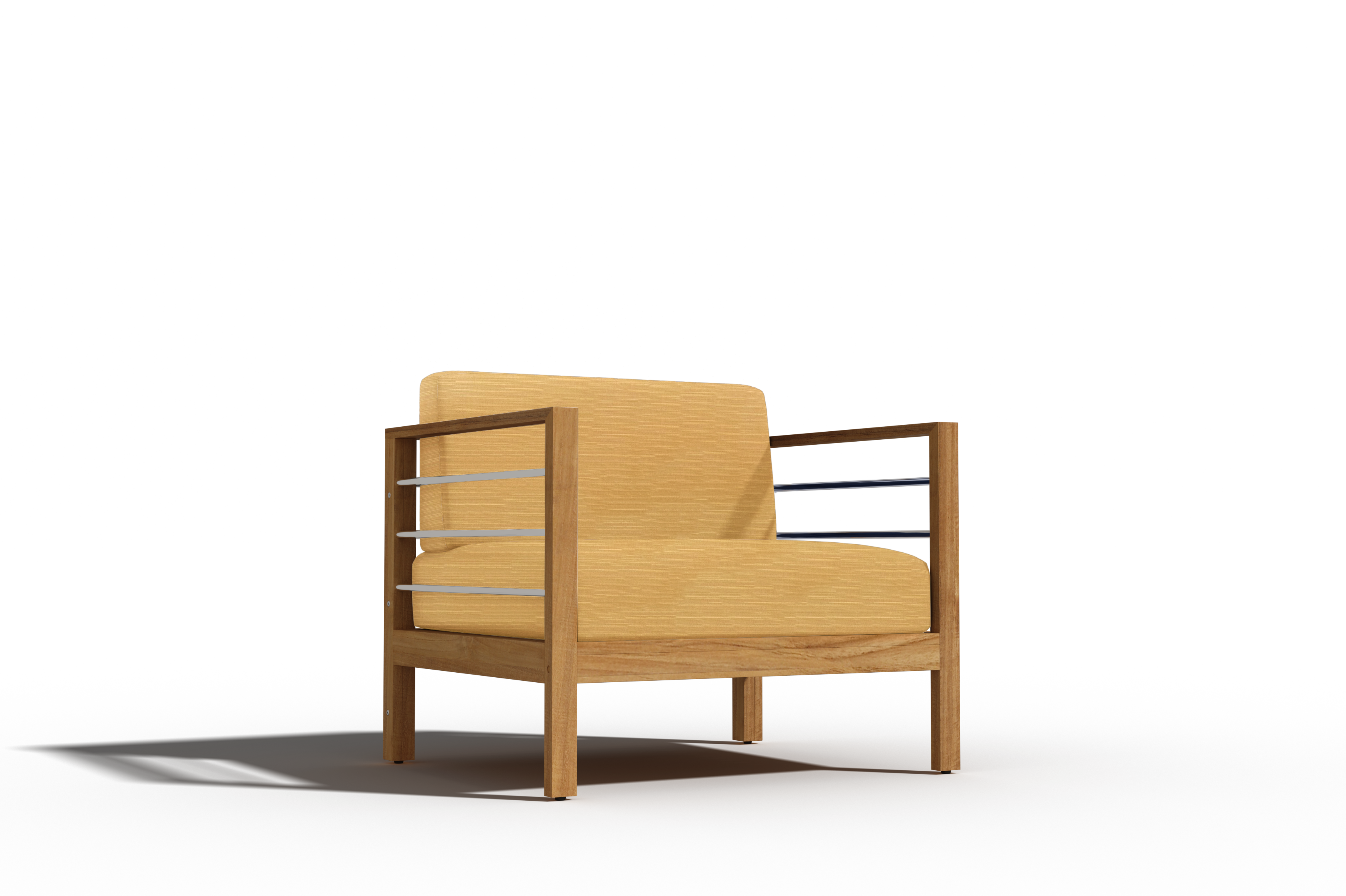 Premium Leon Teak Outdoor Club Chair with Sunbrella Dupione Cornsilk Cushion - Waterproof & UV-Resistant Patio Furniture for Poolside, Garden, and Backyard Relaxation