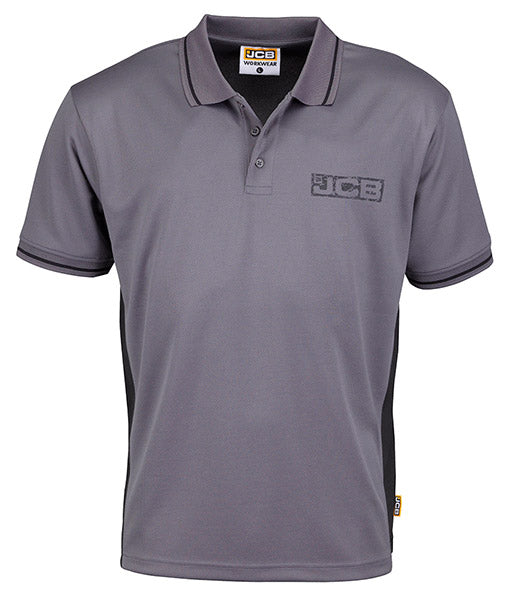 JCB Trade Grey and Black Polo Shirts for Men - Comfortable Business Casual Work Shirts - Perfect for Office, Golf, and Outdoor Activities