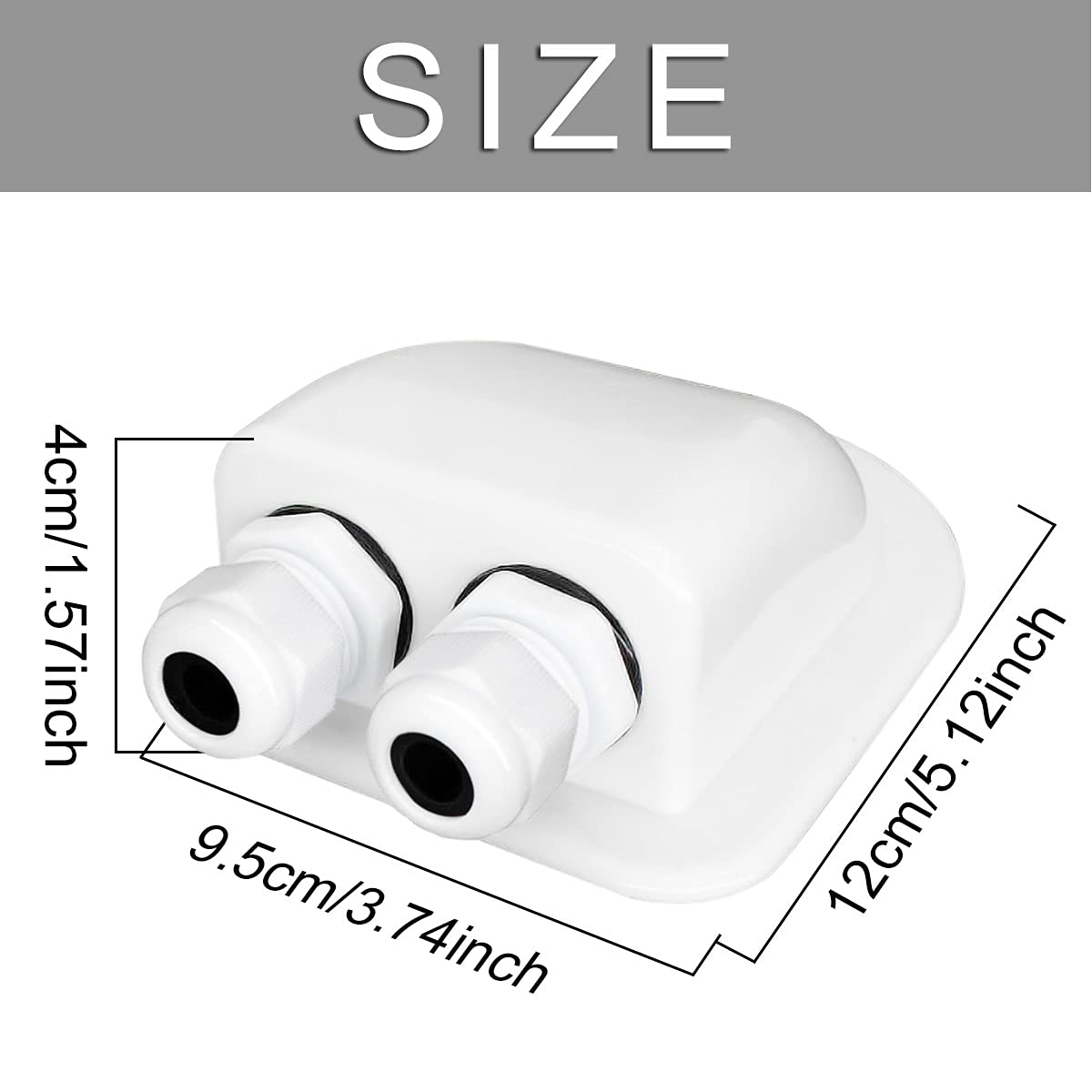 **DKARDU Solar Weatherproof ABS Cable Gland - IP68 Waterproof Double Entry for 3mm² to 12mm² Cables - Perfect for RV, Campervan, Boat, Caravan & Cabin Solar Projects | Outdoor & Marine Use**