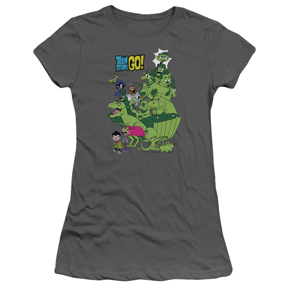 Trevco Teen Titans Go Beast Boy Stack Juniors' Sheer Fitted T-Shirt | Superhero Graphic Tee for Kids & Teens | Perfect for Cosplay, Birthday Gifts & Casual Wear