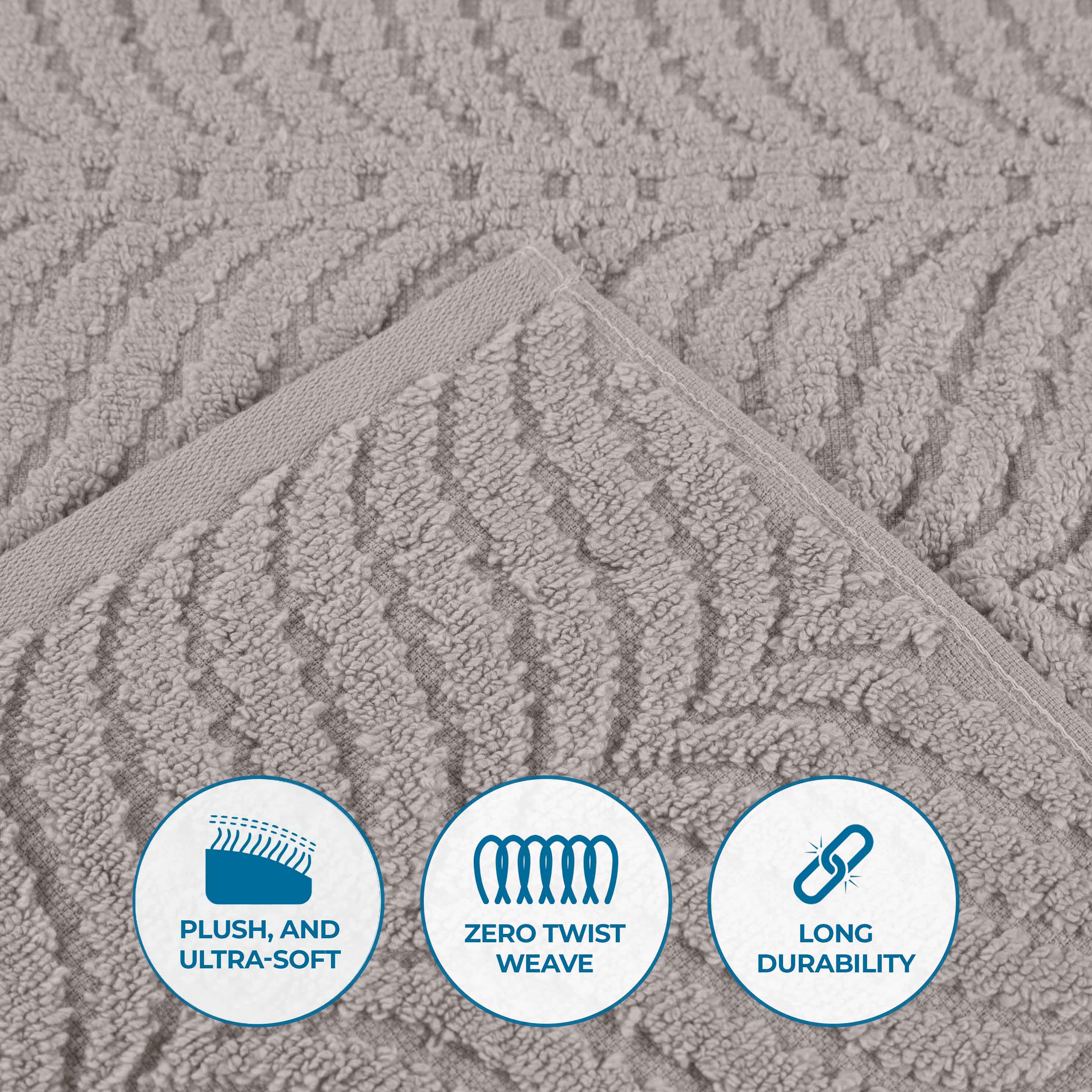 Premium Zero Twist Cotton Jacquard Chevron Face Towels - Set of 12 | Ultra Soft Bath Towels for Spa, Gym & Luxury Bathroom Decor