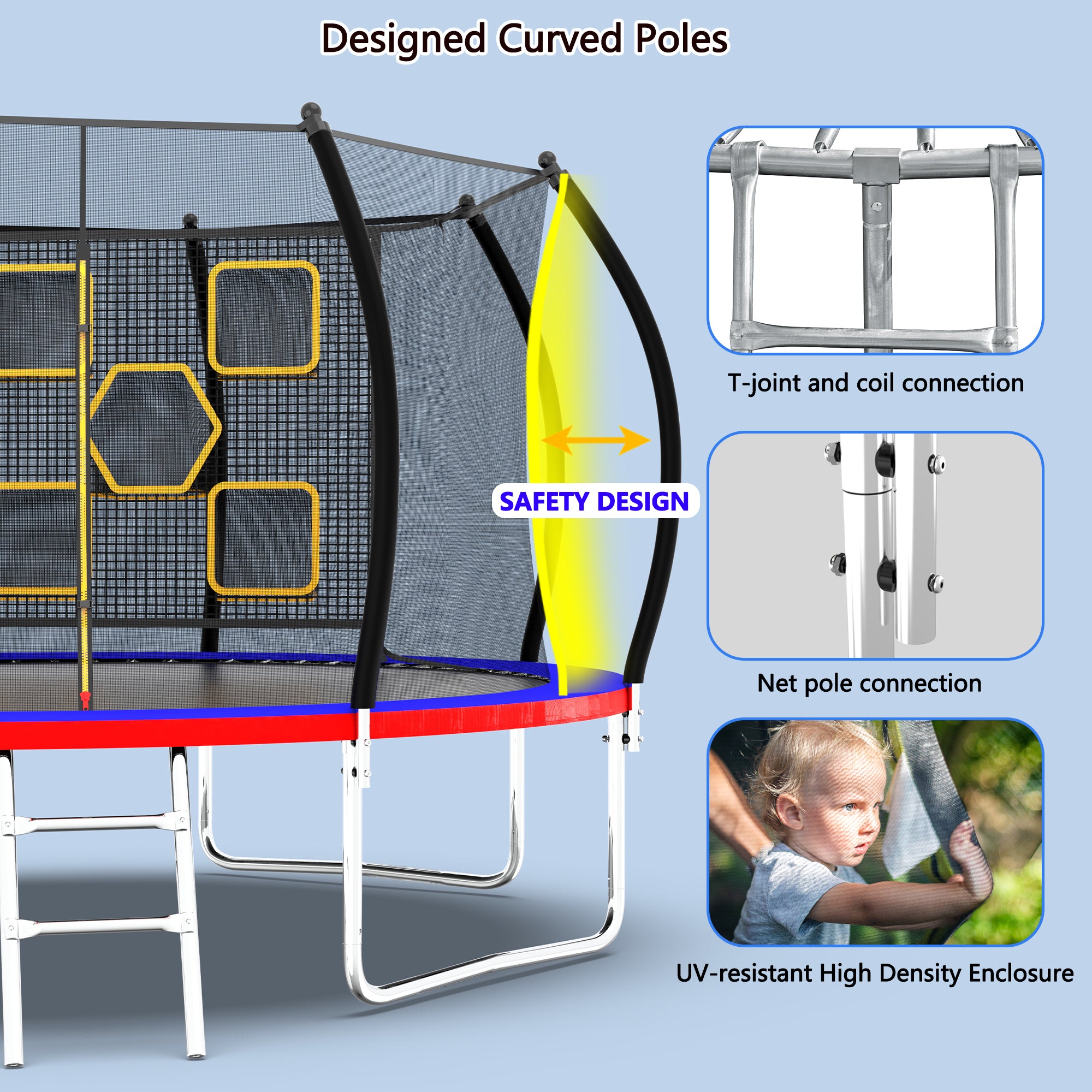 12FT Trampoline with Safety Enclosure & Ladder - ASTM Approved Outdoor Trampoline for Kids | Backyard Fun, Exercise, and Family Recreation