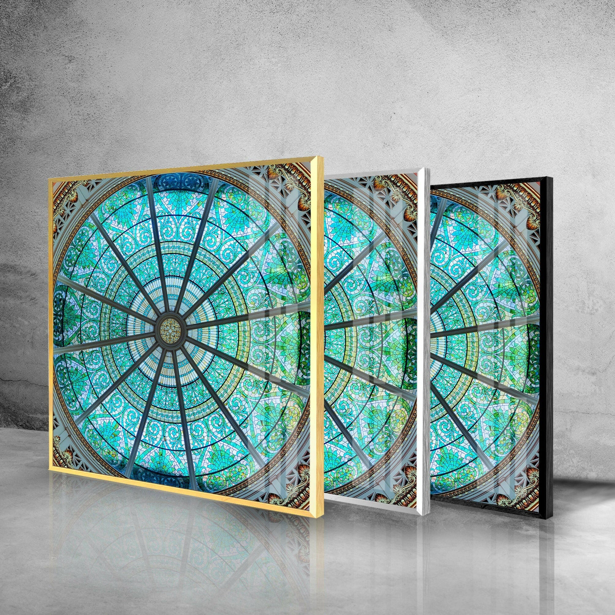 Stained Glass Blue Church Window Wall Art - Handmade Gothic Decor for Home, Office & Wedding Venue