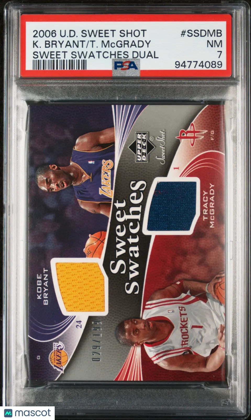 2006 Upper Deck Sweet Shot Sweet Swatches Dual Patch Tracy McGrady & Kobe Bryant PSA 7 029/199 - Rare Basketball Memorabilia for Collectors & Sports Fans