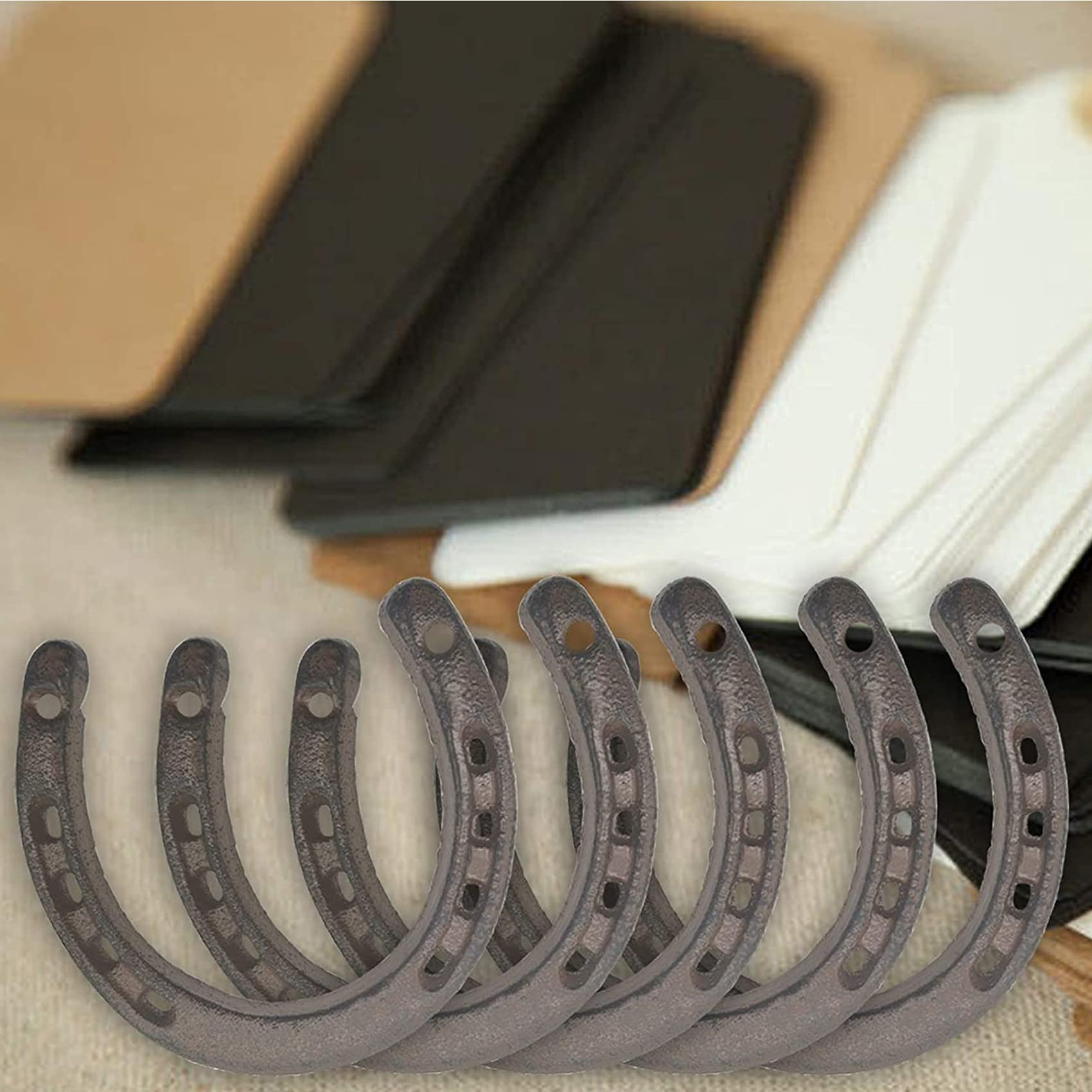 ROYHOO 2-Pack Cast Iron Horseshoe for Good Luck - Durable Wall Decor with 5 Holes on Each Side (Dark Brown) - Perfect for Home, Farmhouse, or Western-Themed Decor