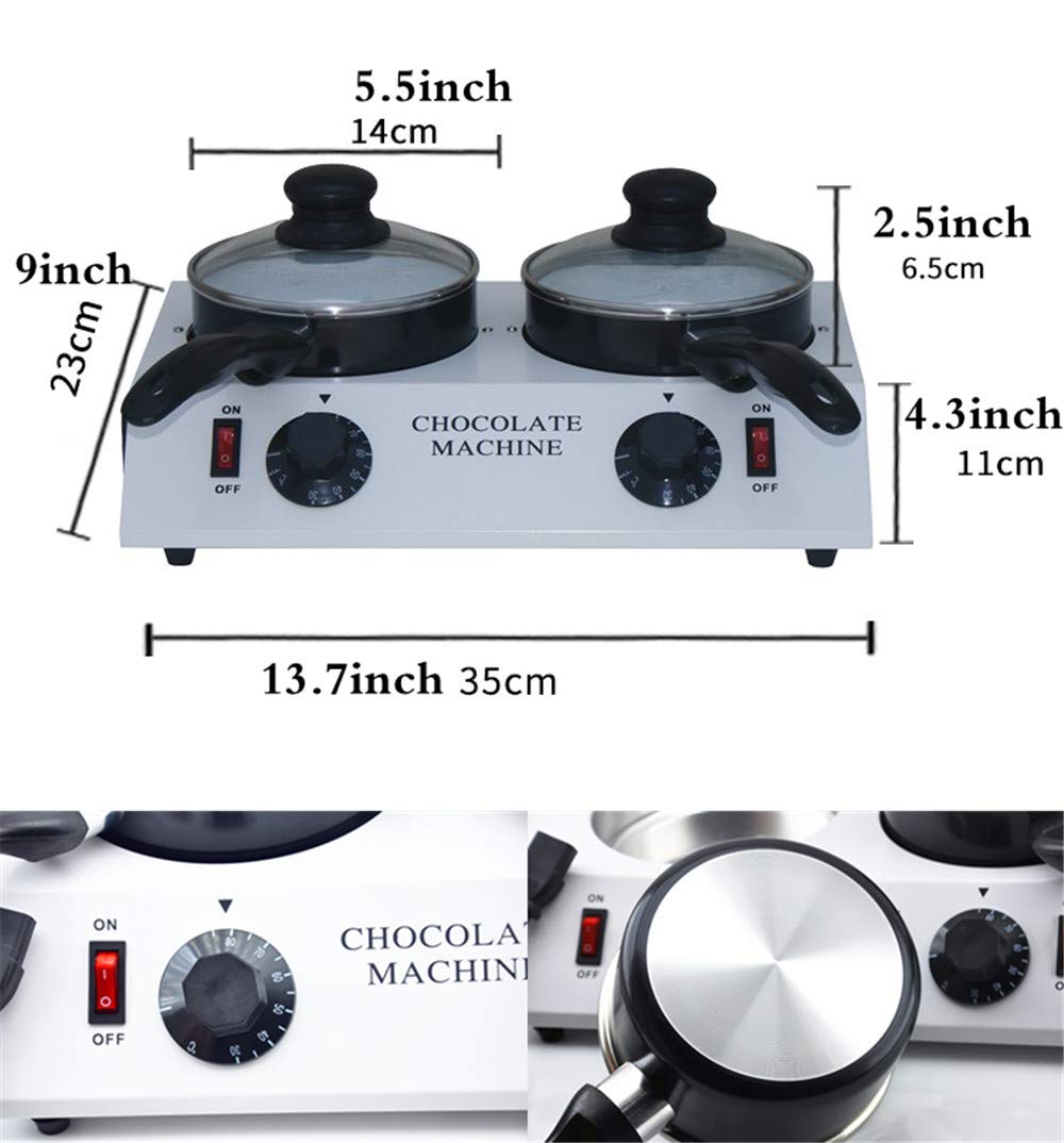 Electric Chocolate Melting Pot - 80W Stainless Steel Double Boiler for Tempering Chocolate, Butter, Cream (4.4lbs Capacity, 30~85°C) - Perfect for DIY Candy Making, Soap & Candle Crafting (110V)