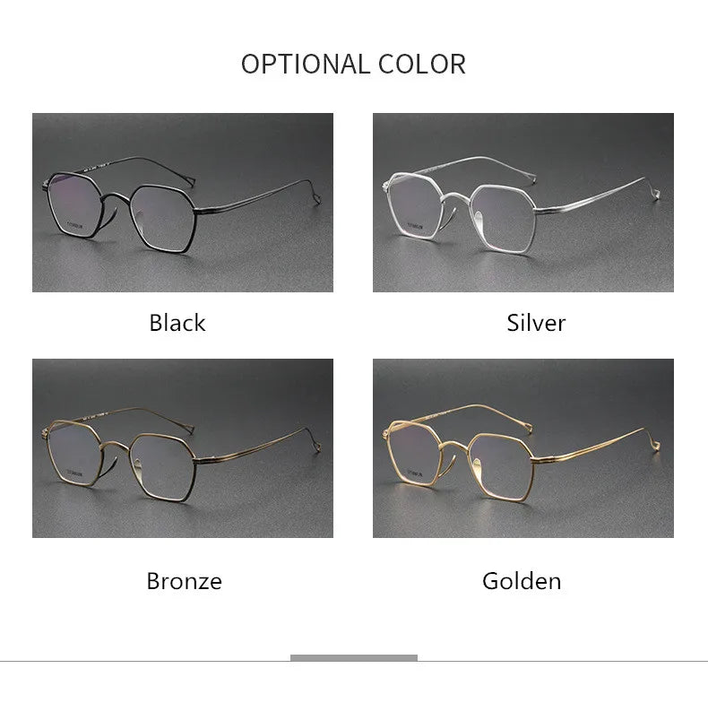 Aimee Unisex Full Rim Polygon Titanium Eyeglasses Frame 11130 - Lightweight Durable Glasses for Work, Reading & Fashion