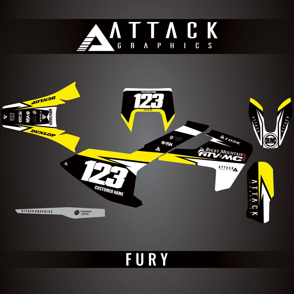 Attack Graphics Custom Fury Complete Bike Graphics Kit for Husqvarna TE 150 2019 - Dirt Bike Decals & Stickers for Off-Road Racing & Trail Riding