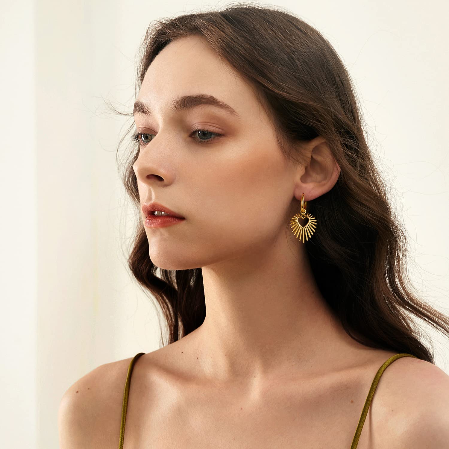 14K Gold Plated Heart Drop Earrings for Women - Trendy Dainty Dangle Earrings, Sparkling Valentine's Day Gift for Her - Perfect for Date Night, Anniversary & Special Occasions