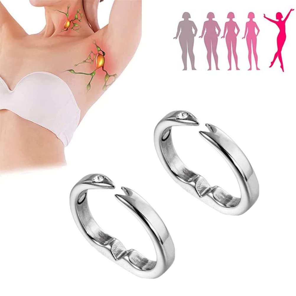 Fencelly 2 Pack Magnetic Lymphatic Drainage Rings - Adjustable Weight Loss Bracelet for Men & Women - Improve Circulation & Reduce Swelling - Perfect for Post-Workout Recovery & Wellness Routine