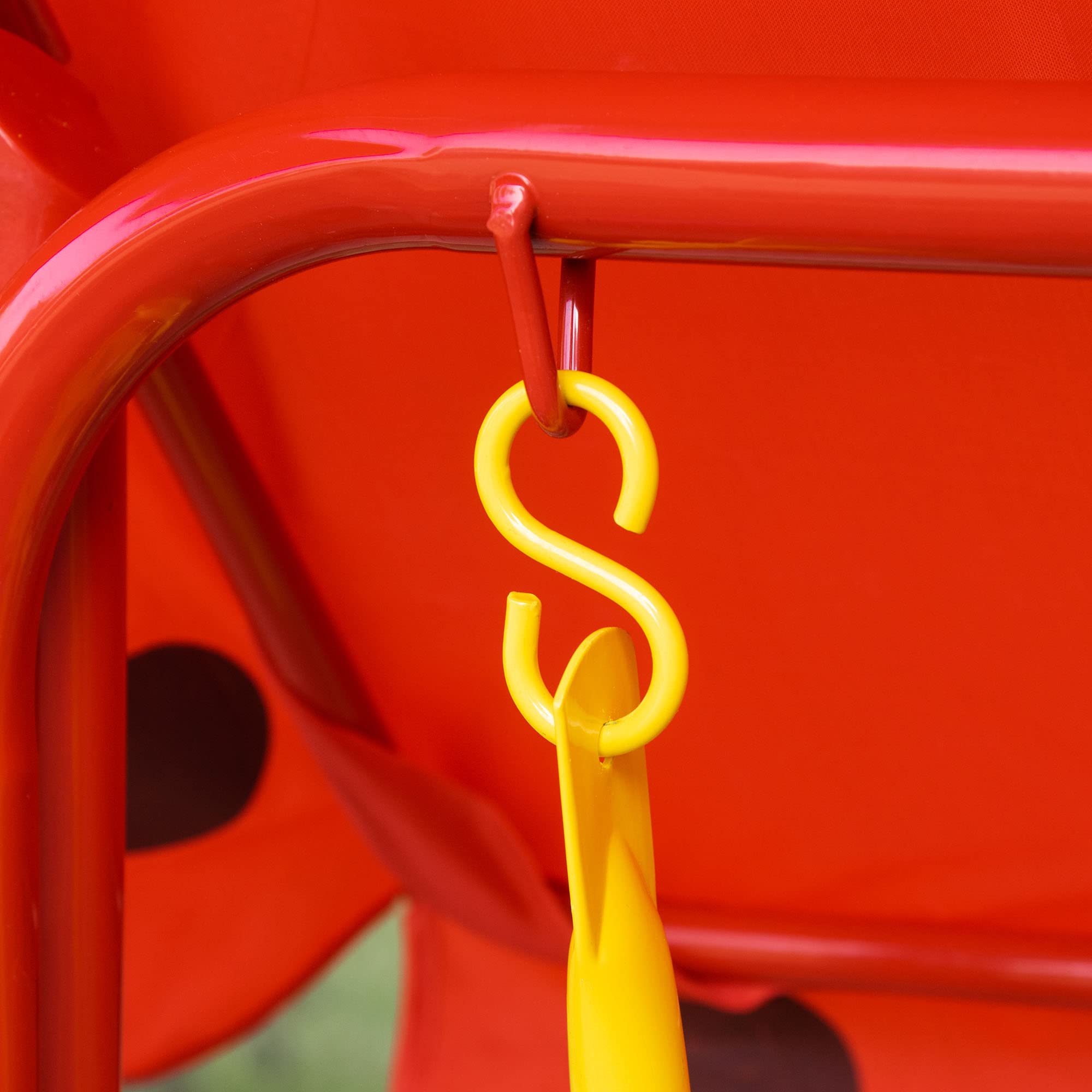 Outsunny Kids Porch Swing with Adjustable Sun Canopy & Safety Seatbelts - Ladybug-Themed Outdoor Swing Chair for Ages 3-6 (Red) | Perfect for Backyard, Patio & Garden Playtime