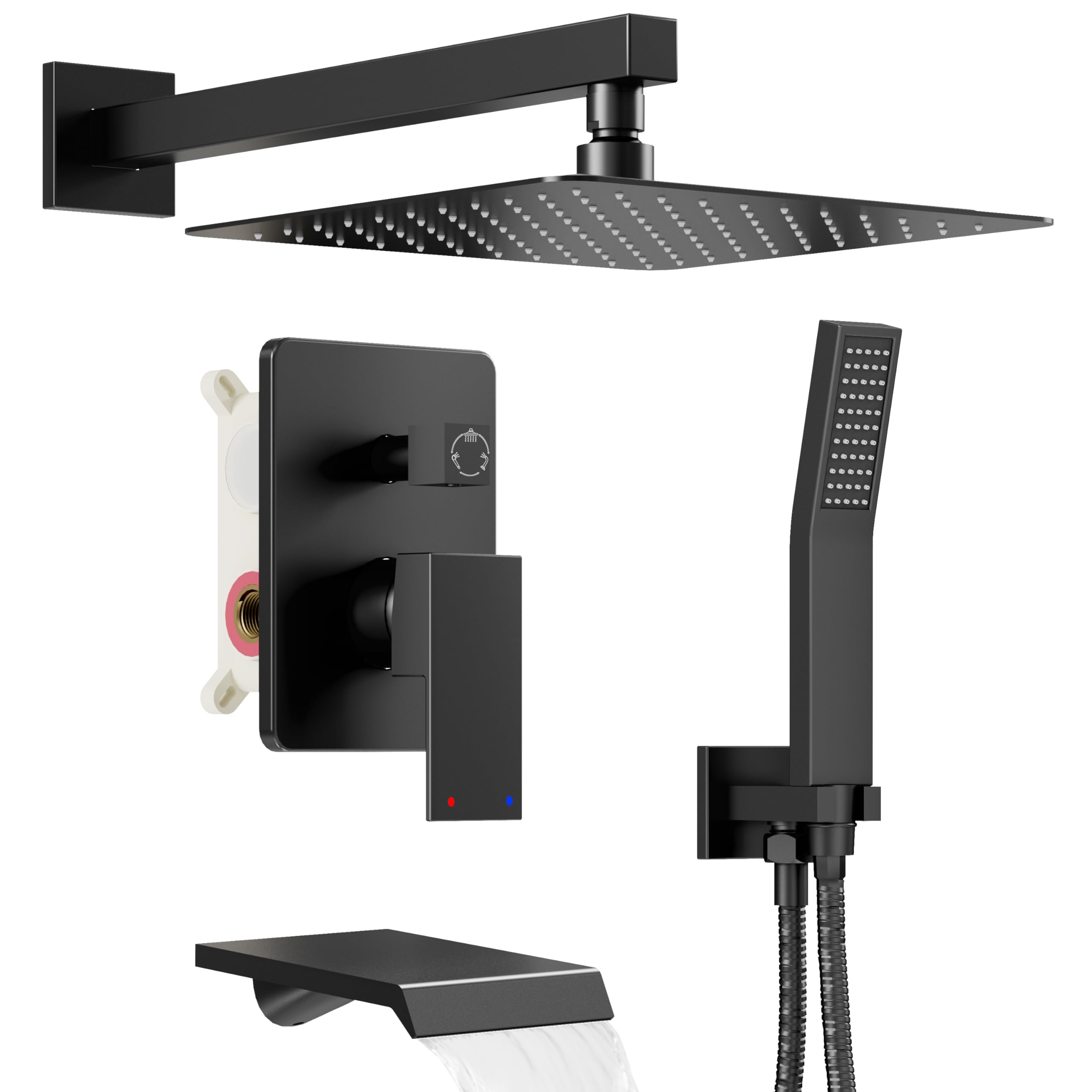 Premium Matte Black All-Metal Shower System with 10