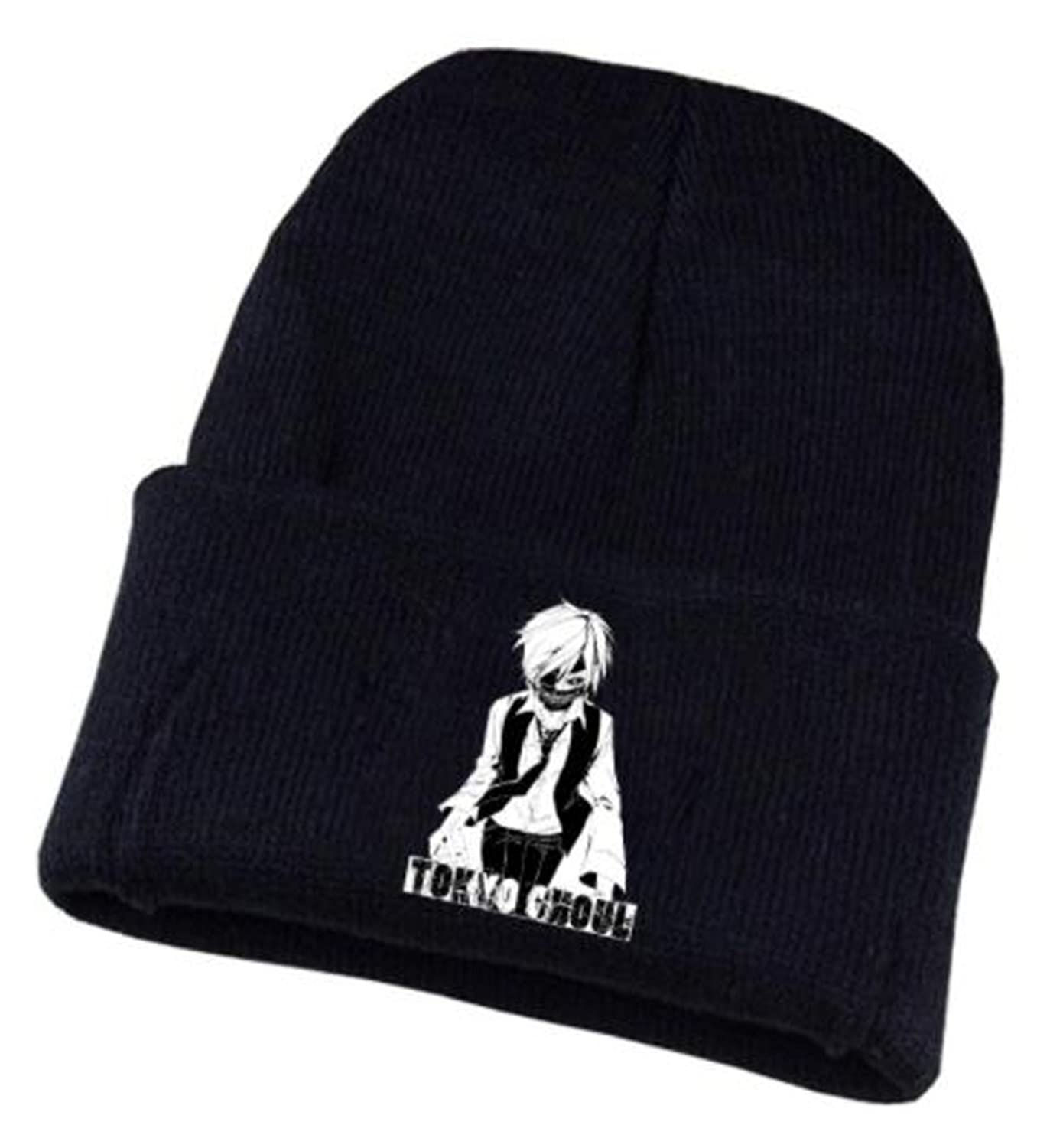 Tokyo Ghoul Kaneki Ken Anime Beanie Hat - Unisex Winter Knit Skull Cap for Men & Women - Soft Warm Cuffed Beanie for Cosplay, Anime Conventions & Cold Weather Fashion