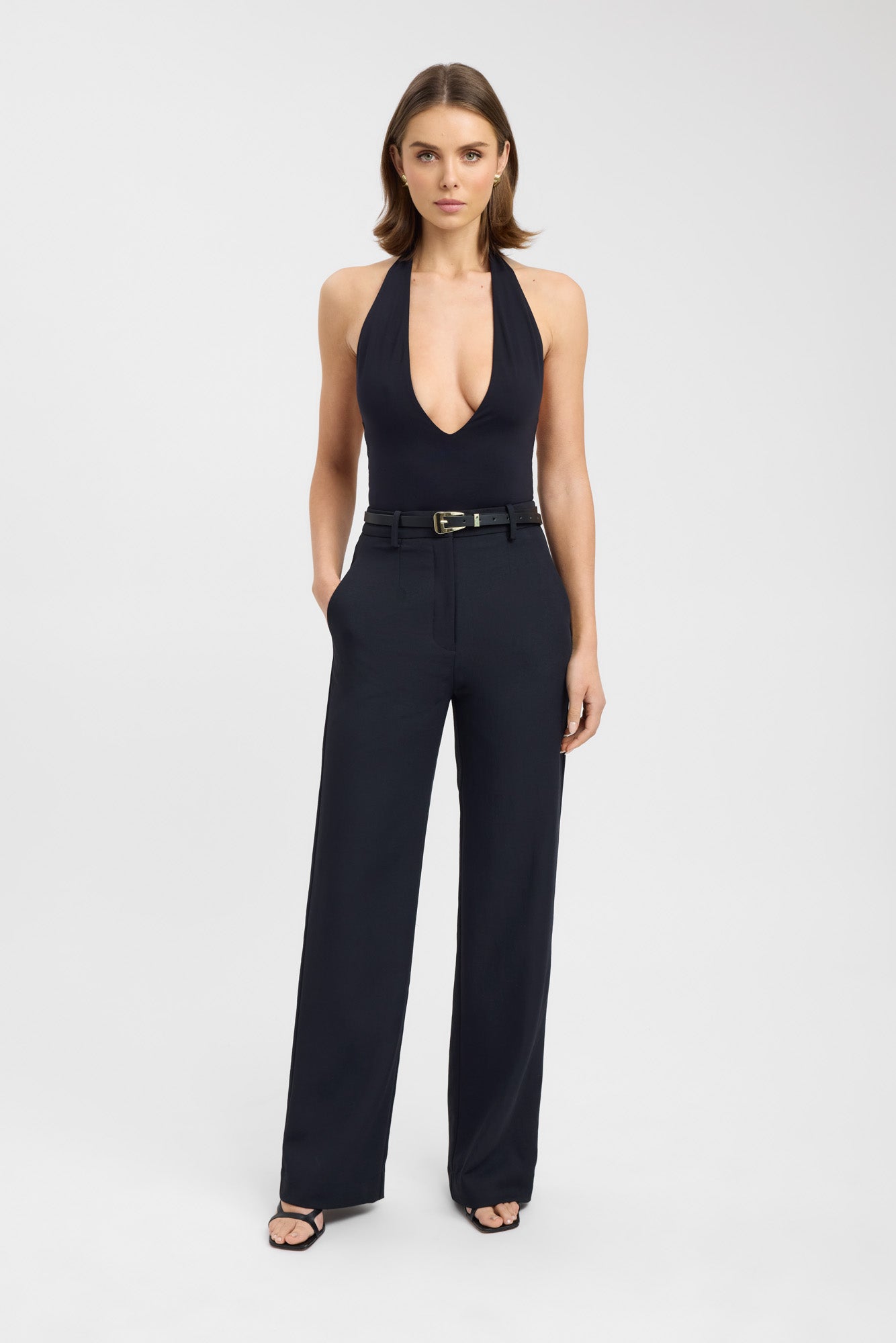 Ariel Women's Straight Leg Pants - High Waist Comfortable Stretch Trousers for Office Work & Casual Wear