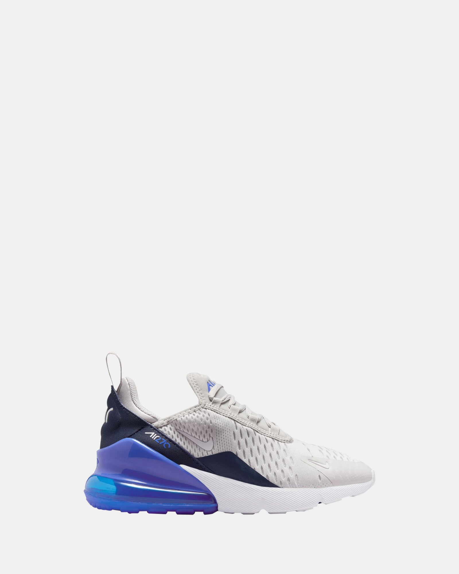 Nike Air Max 270 Kids' Running Shoes - Vast Grey/White/Hyper Royal | Lightweight & Comfortable Sneakers for Boys & Girls | Perfect for School, Sports & Everyday Wear