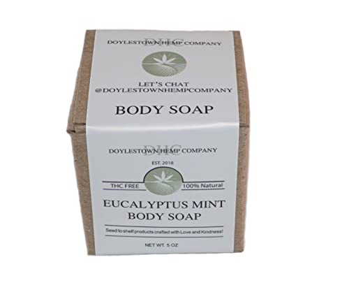 Organic Hemp Body Bar Soap with Eucalyptus & Mint - Natural Exfoliating & Moisturizing Soap for Dry Skin - Perfect for Shower, Spa & Gift Giving