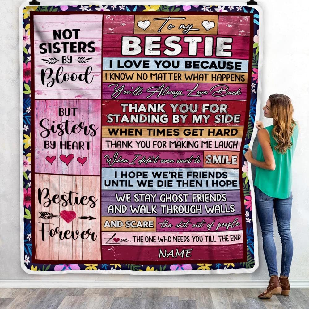 Best Friend Fleece Throw Blanket - Personalized Custom Gift for Sister by Heart, 30x40 Inch Baby Size - Perfect for Birthday, Christmas, Friendship Day & Cozy Nights at Home
