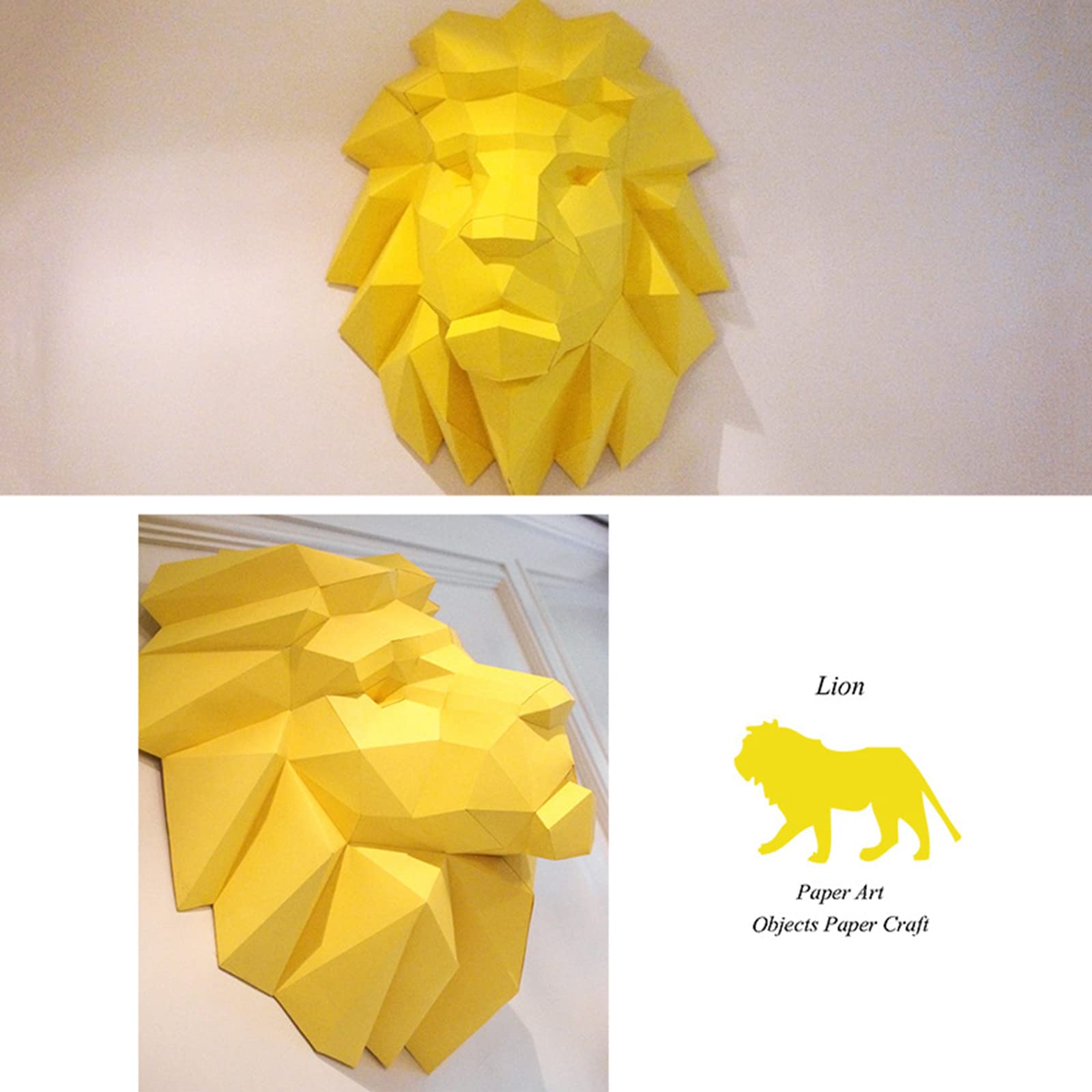 3D Lion Head Geometric Paper Model - DIY Origami Puzzle Wall Art, Handmade Paper Sculpture Trophy for Home & Office Decor | Perfect for Gifts, Parties, and Creative Room Design
