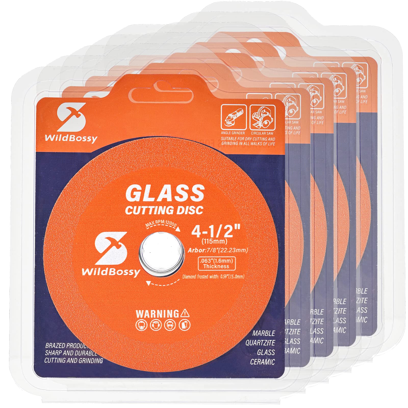 4-1/2 Inch Diamond Glass Cutting Disc (5PCS) - Ultra Thin 0.63