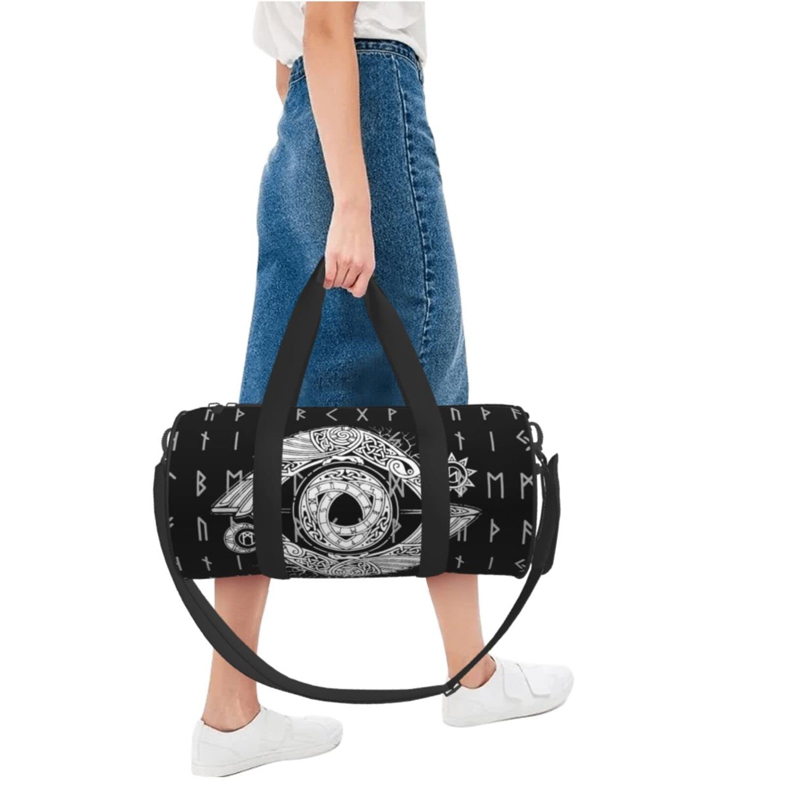 Vikings Print Sports Gym Bag - Lightweight Foldable Zipper Cylinder Travel Bag for Men & Women | Perfect for Gym, Workout, Travel & Sports Gear Storage