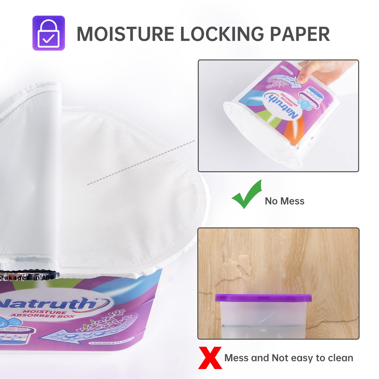 NATRUTH Moisture Absorbers with Lavender Scent - 6 Pack (12.5OZ Each) | Portable Closet Dehumidifier & Odor Eliminator | Humidity Absorber Bucket for Fresh Air | Ideal for Closets, Bathrooms, Kitchen, Basement & RV | Keep Spaces Dry & Fragrant