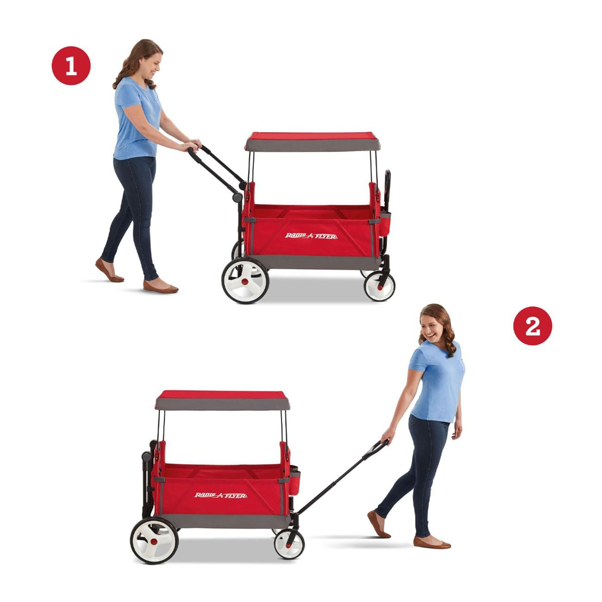 **Radio Flyer 4-in-1 Stroller Wagon for Kids - 5-Point Safety Harness, Rear Brake & Push-Pull Handle - Perfect for Park Outings, Beach Trips & Family Adventures (Red)**