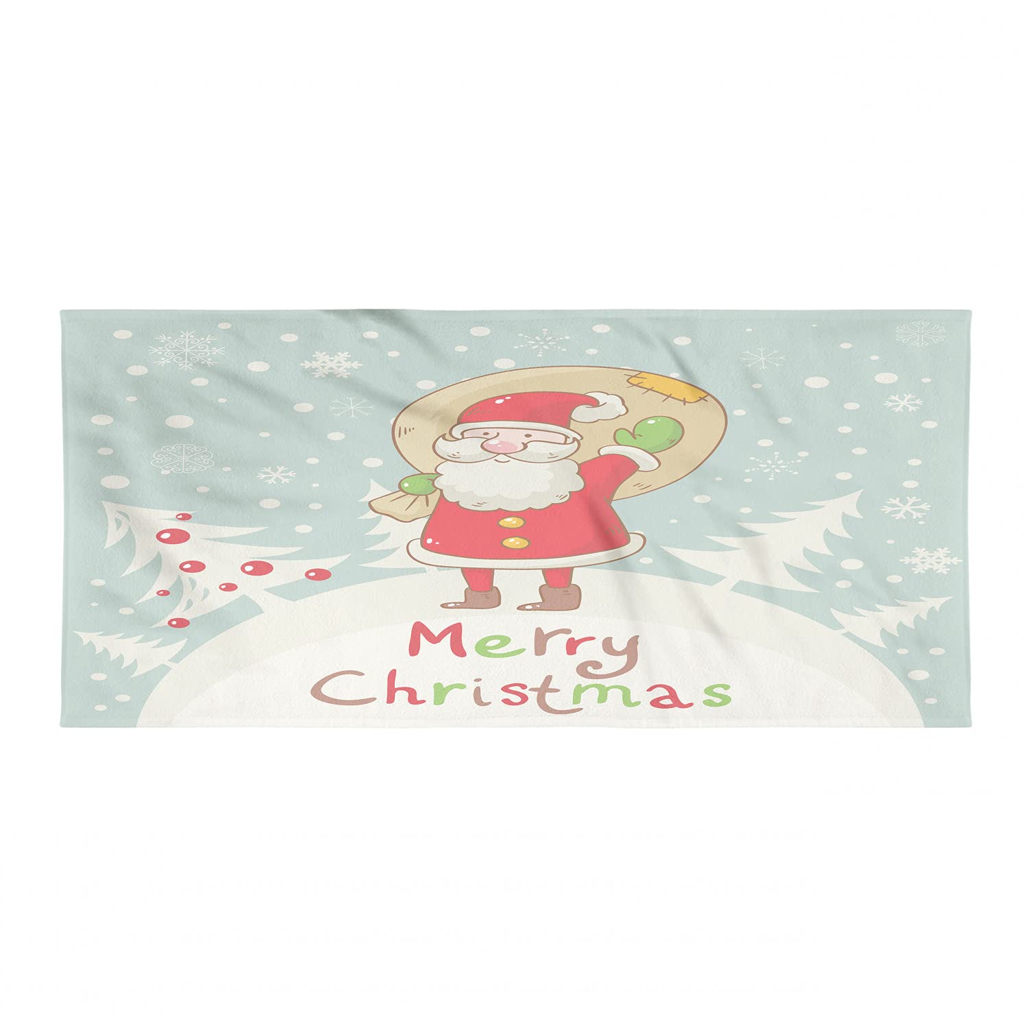 Ambesonne Santa Christmas Backpacking Towel - Quick Dry Soft Absorbent Microfiber for Camping, Hiking & Travel - Merry Christmas Theme with Santa & Presents Design - Perfect for Outdoor Adventures & Holiday Gifts