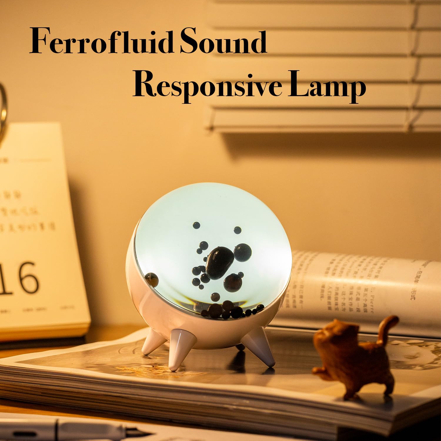 Ferrofluid Music Visualizer Lamp - Dancing Liquid Rhythm Light for Gaming & Desk Decor | Interactive Science Art for Home & Office | White