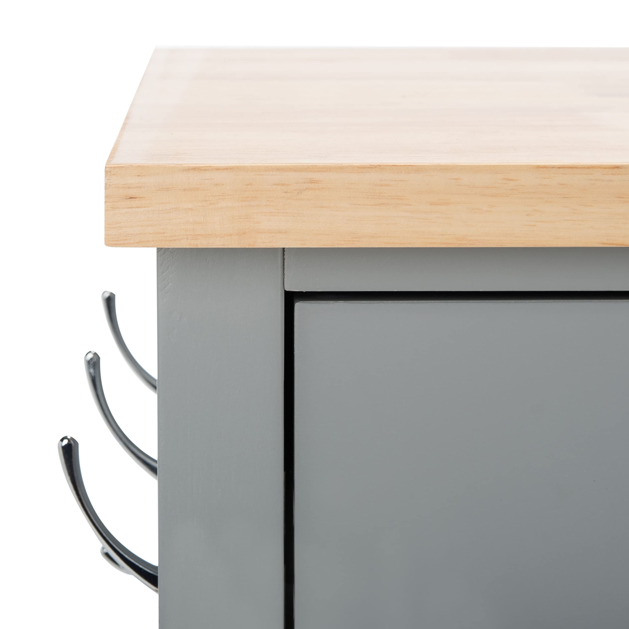 SAFAVIEH Locklyn 2-Drawer Rolling Kitchen Cart - Grey & Natural Storage Trolley with Wheels | Perfect for Small Spaces, Pantry Organization & Mobile Kitchen Storage